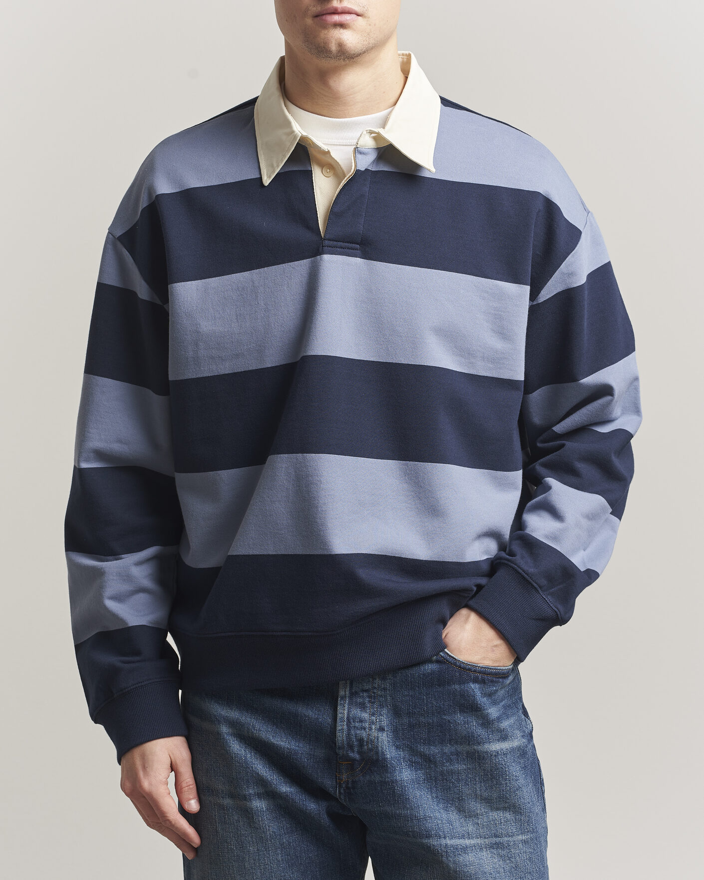 Men | Sweaters & Knitwear | NN07 | David Rugby Sweater Blue Stripe