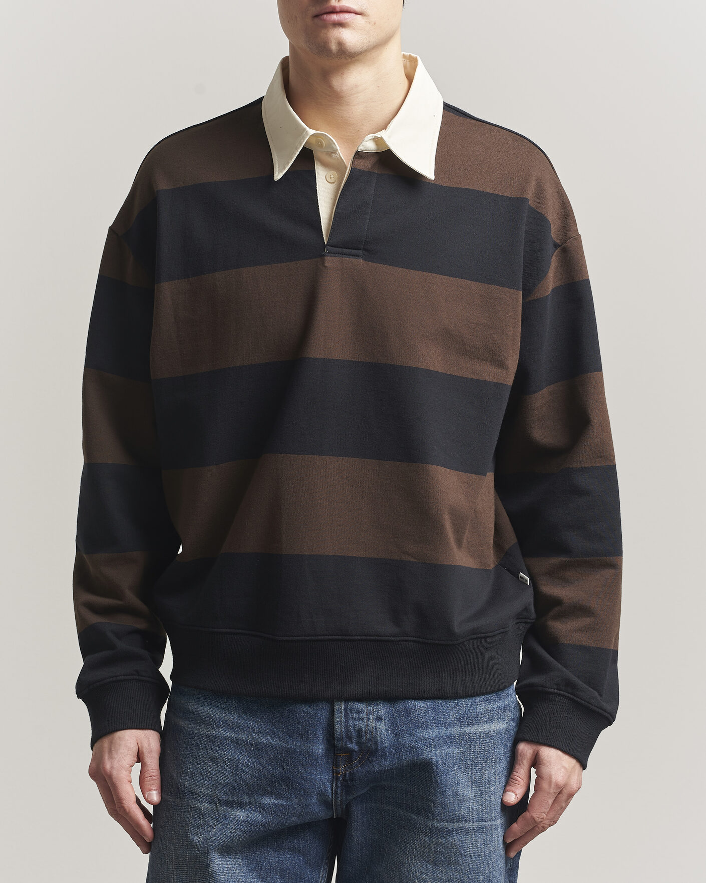 Men | Sweaters & Knitwear | NN07 | David Rugby Sweater Brown Stripe