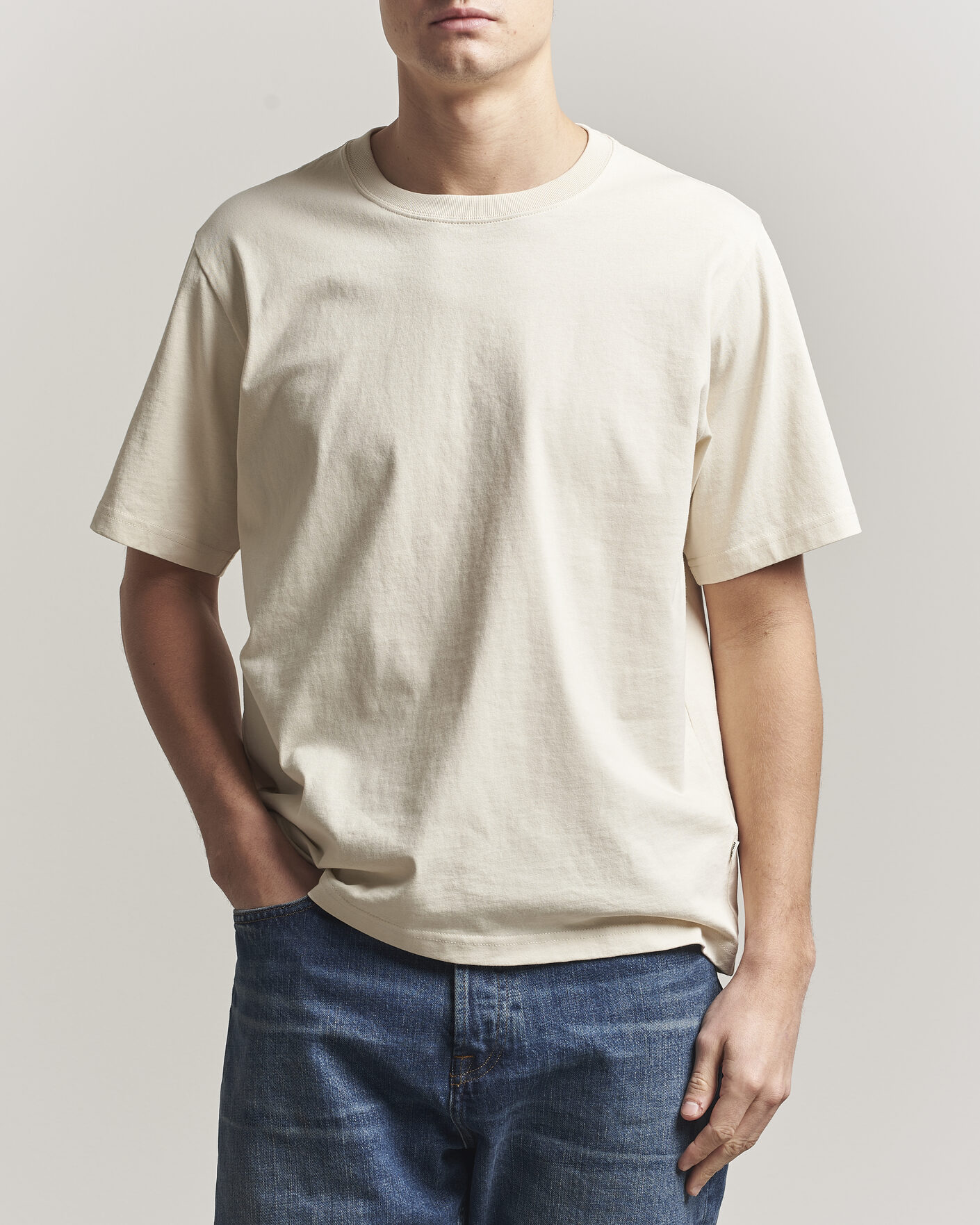 NN07 Jett Washed Crew Neck T-Shirt Ivory at CareOfCarl.com