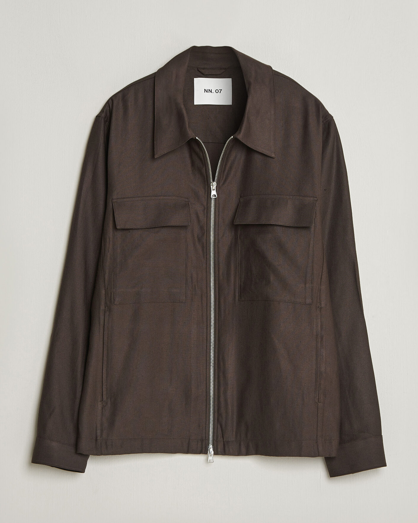 Men | Shirts | NN07 | Alban Linen/Viscose Overshirt Deep Truffle