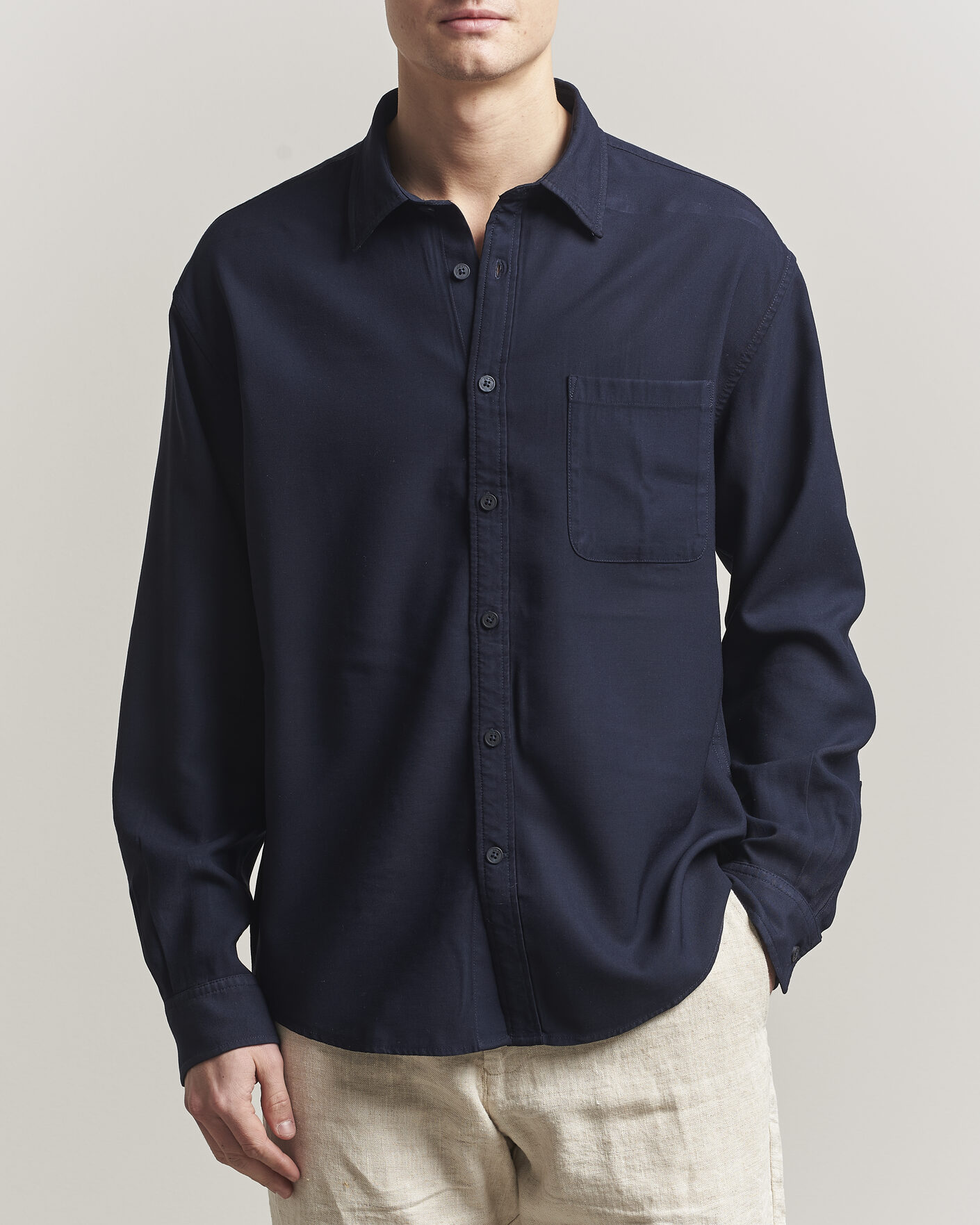 Men | Shirts | NN07 | Deon Tencel Shirt Navy Blue