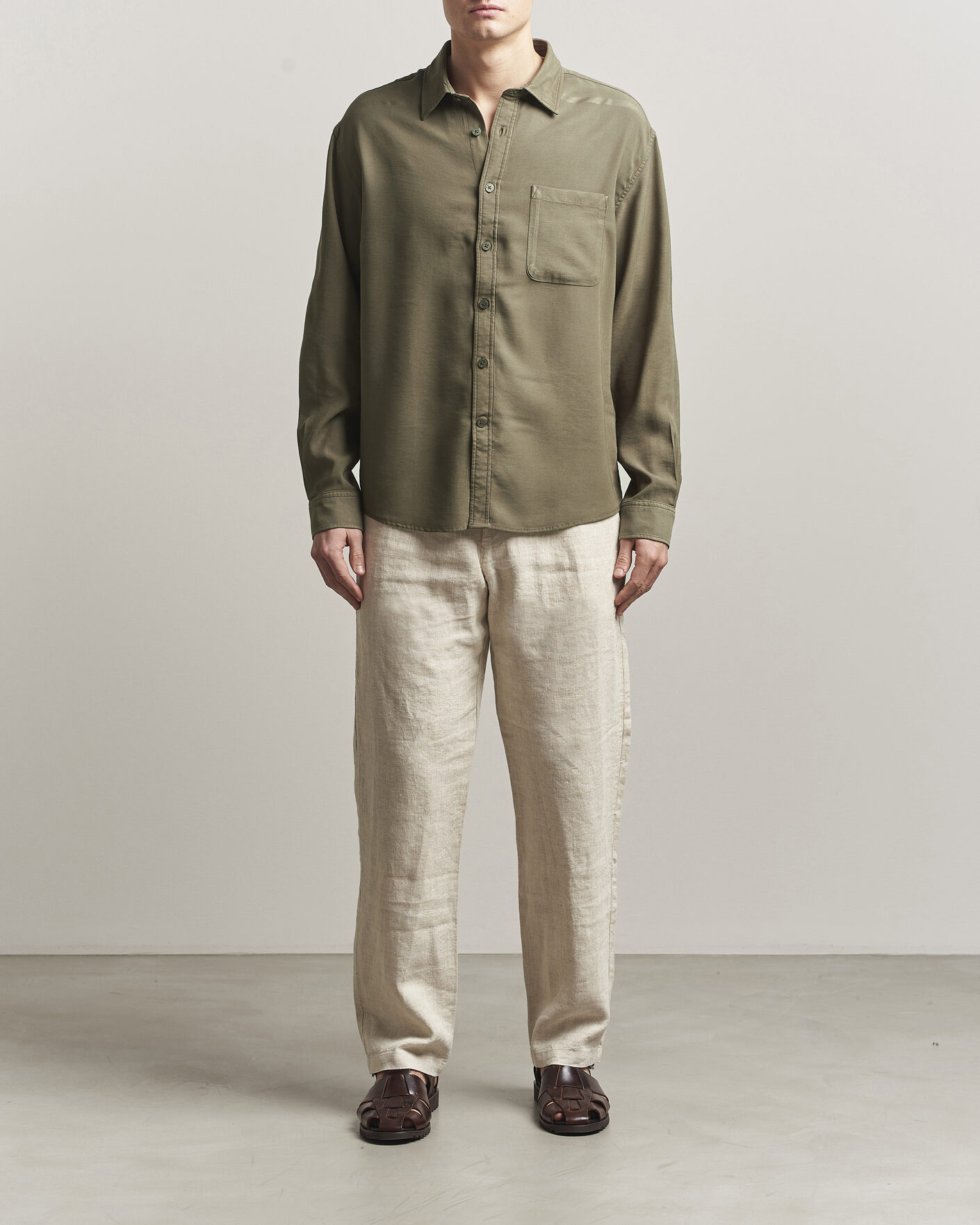 Men | Shirts | NN07 | Deon Tencel Shirt Capers Green