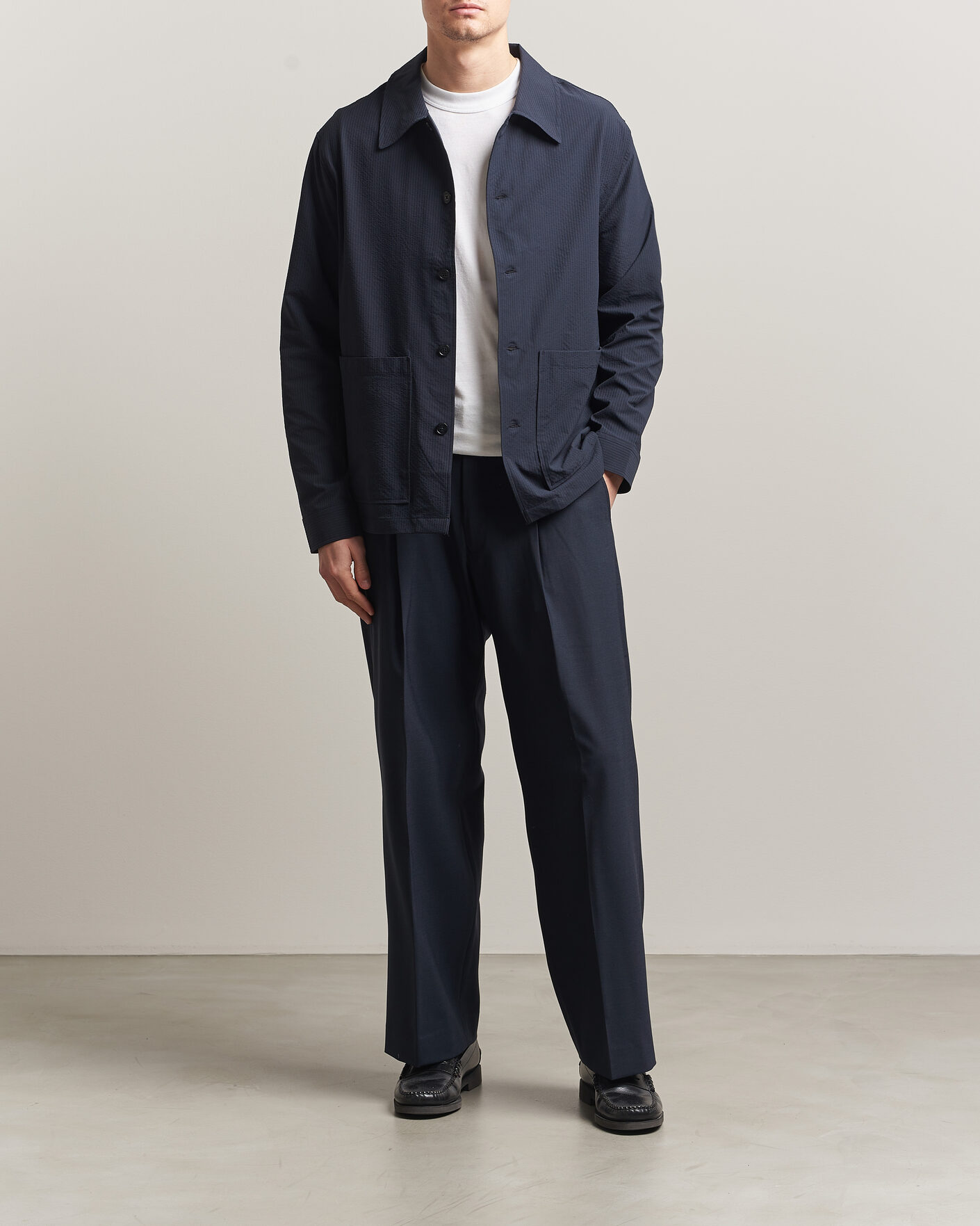 Men | Shirts | NN07 | Blaze Seersucker Overshirt Navy Blue