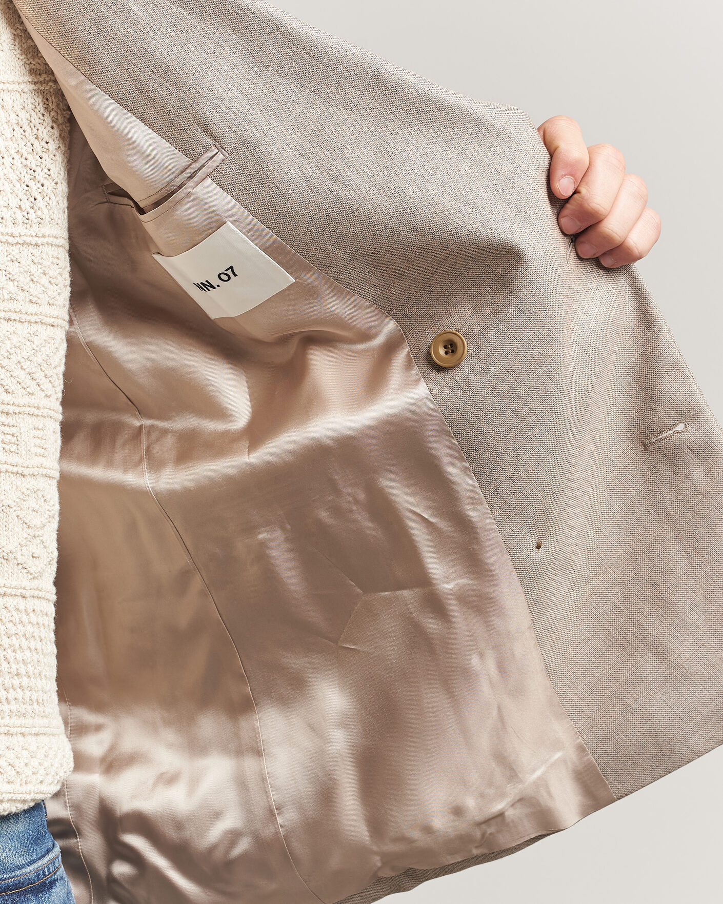 Men | Blazers | NN07 | Jordin Linen/Wool Double Breasted Blazer Khaki Melange