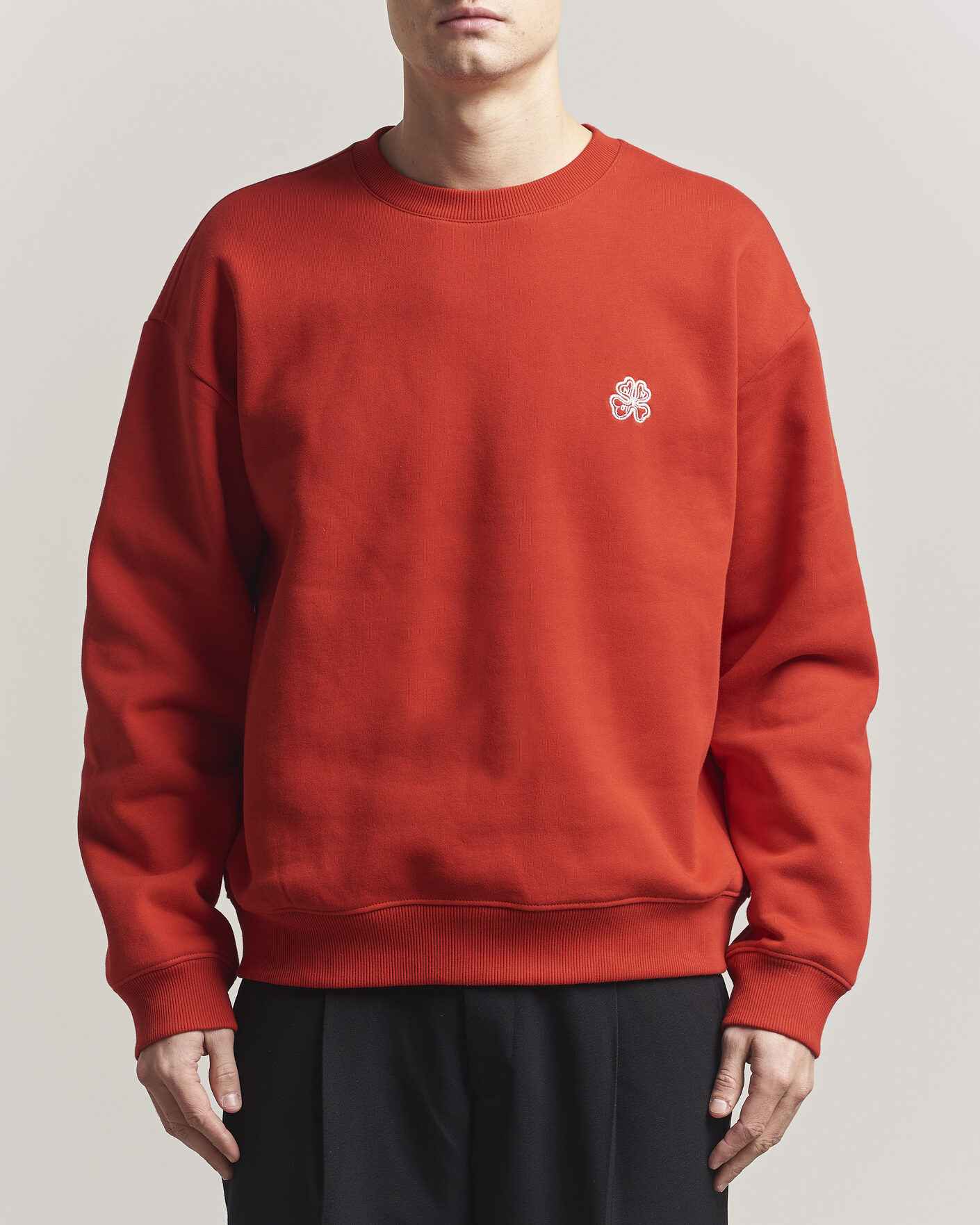 Men | Sweaters & Knitwear | NN07 | David Embroidered Crew Neck Sweatshirt Chili Red