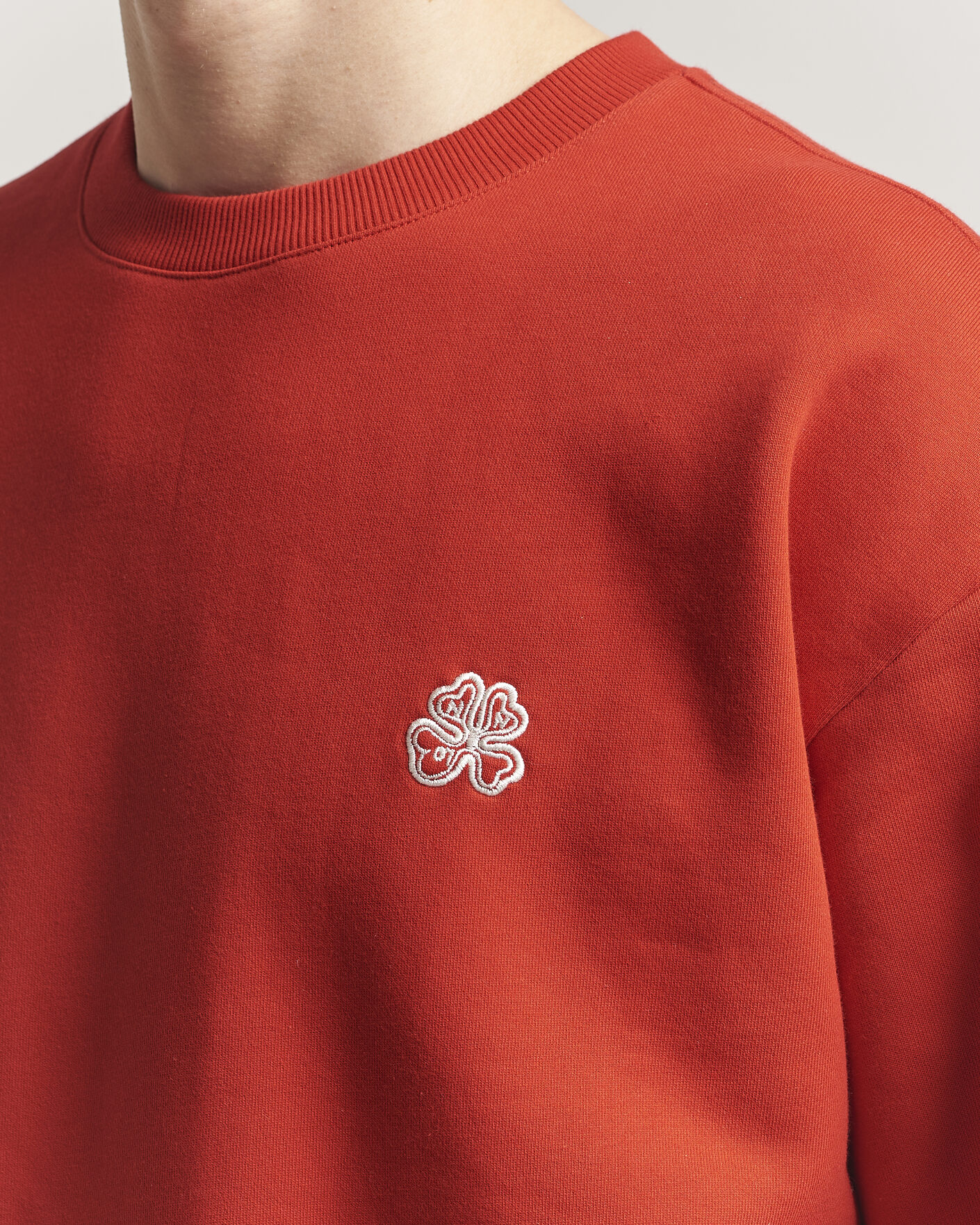 Men | Sweaters & Knitwear | NN07 | David Embroidered Crew Neck Sweatshirt Chili Red