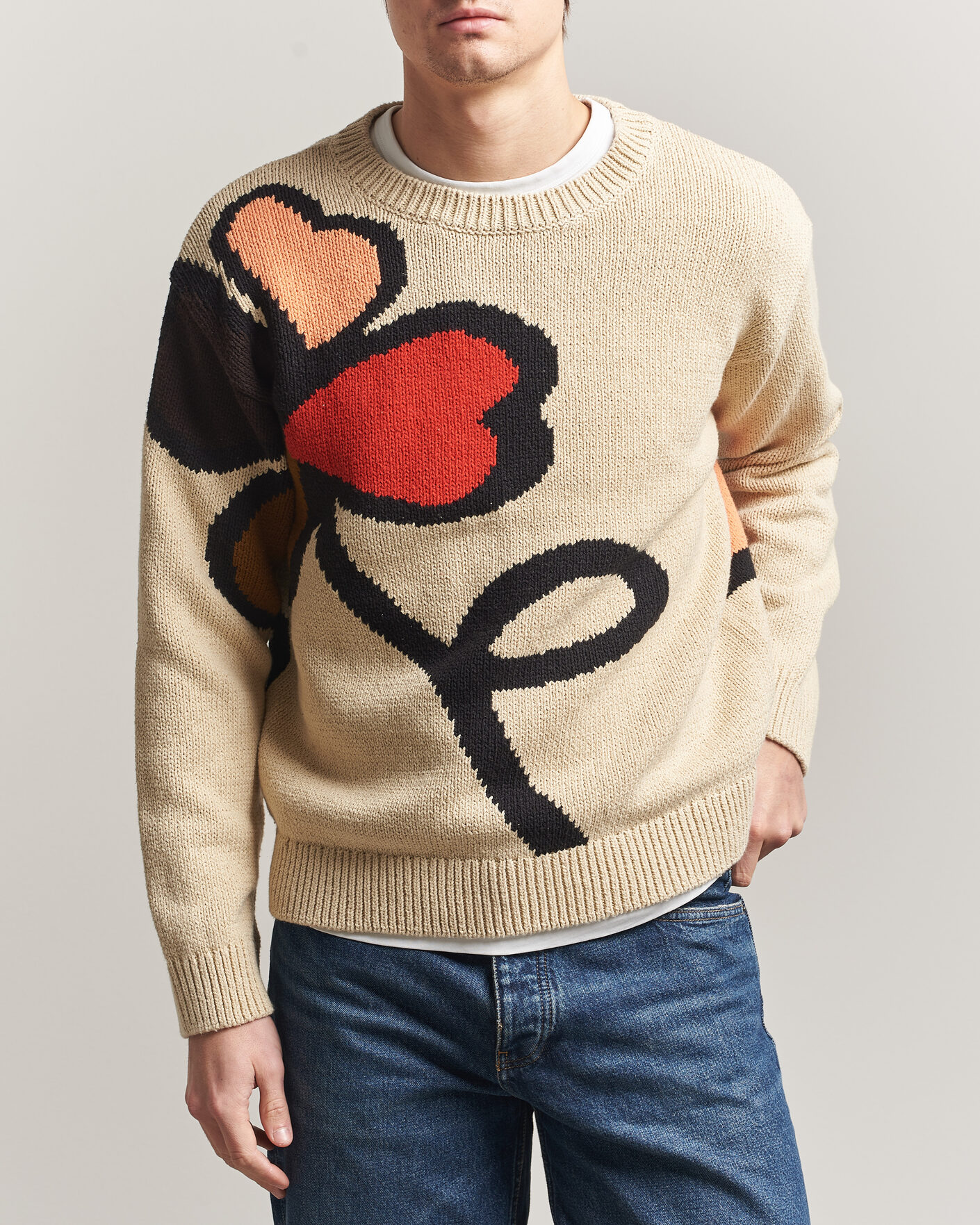 Men | Sweaters & Knitwear | NN07 | Todd Printed Flower Sweater Ecru Multi