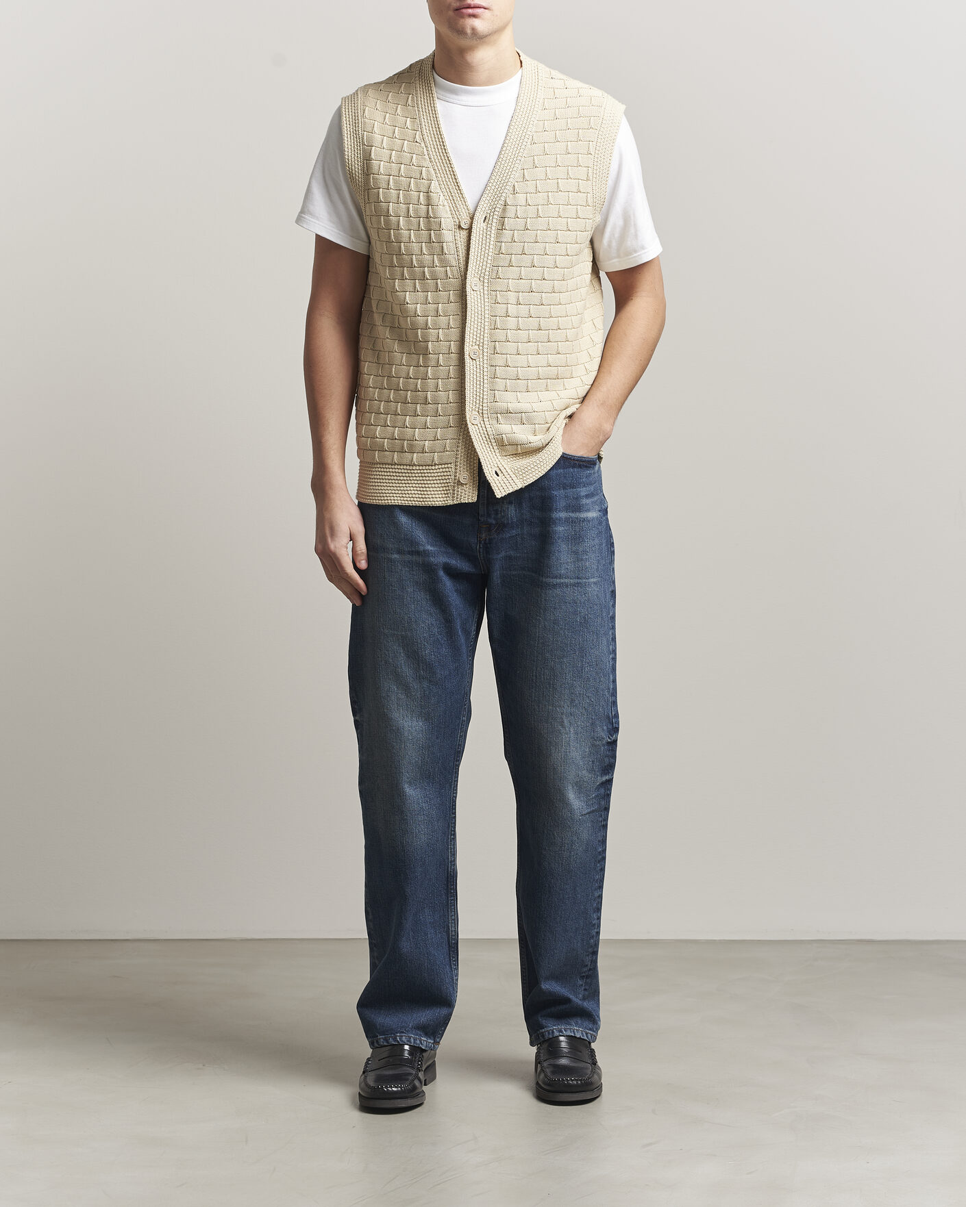 Men | Sweaters & Knitwear | NN07 | Reece Knitted Vest Ecru