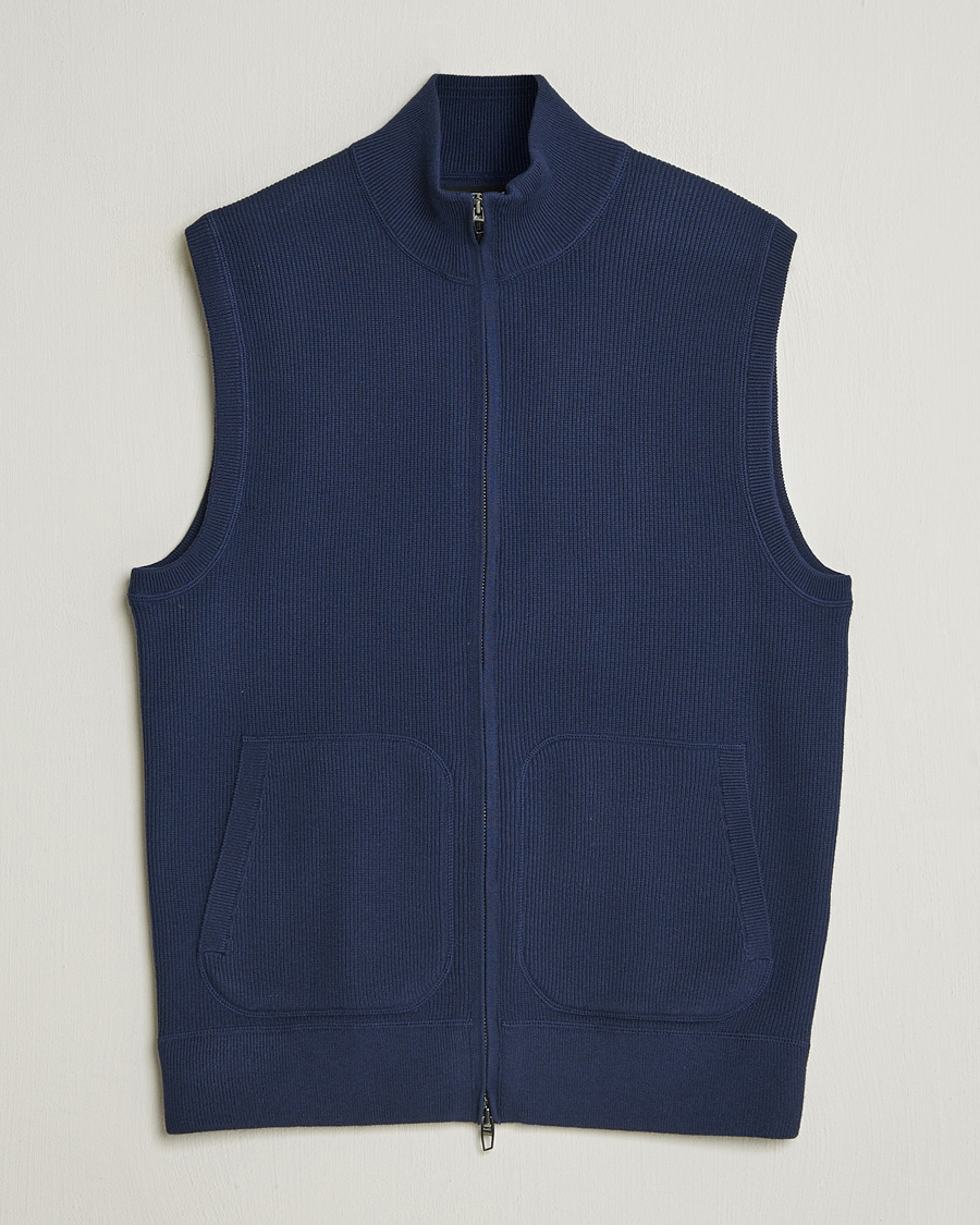 Men | Sweaters & Knitwear | RLX Ralph Lauren | Cotton Coolmax Mockneck Vest Refined Navy