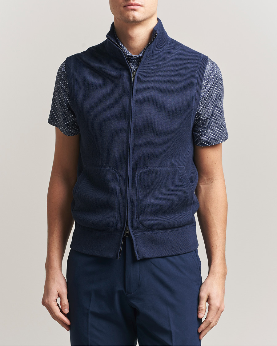 Men | Gilets | RLX Ralph Lauren | Cotton Coolmax Mockneck Vest Refined Navy