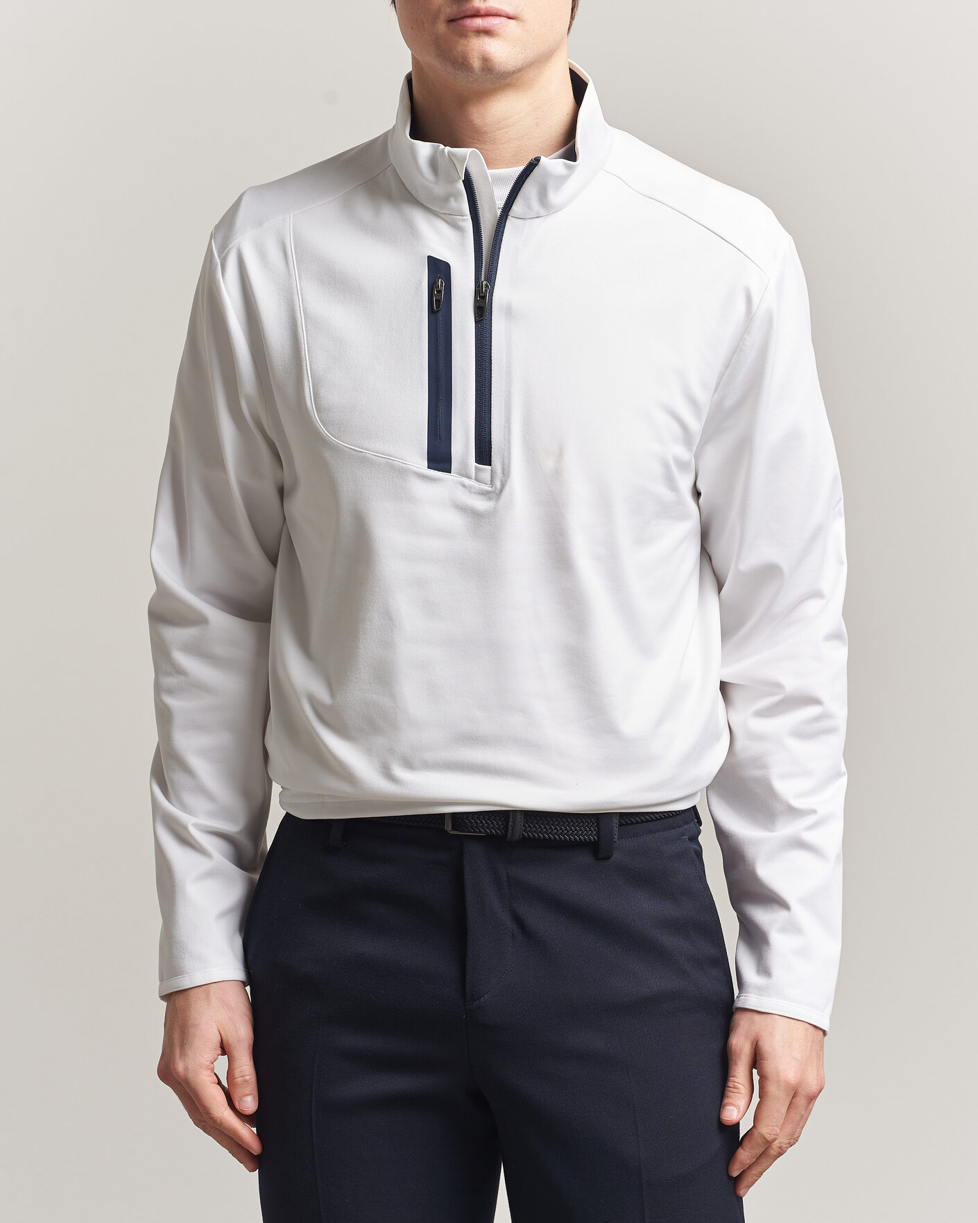 Men | Sweaters & Knitwear | RLX Ralph Lauren | Luxury Jersey Half Zip Ceramic White