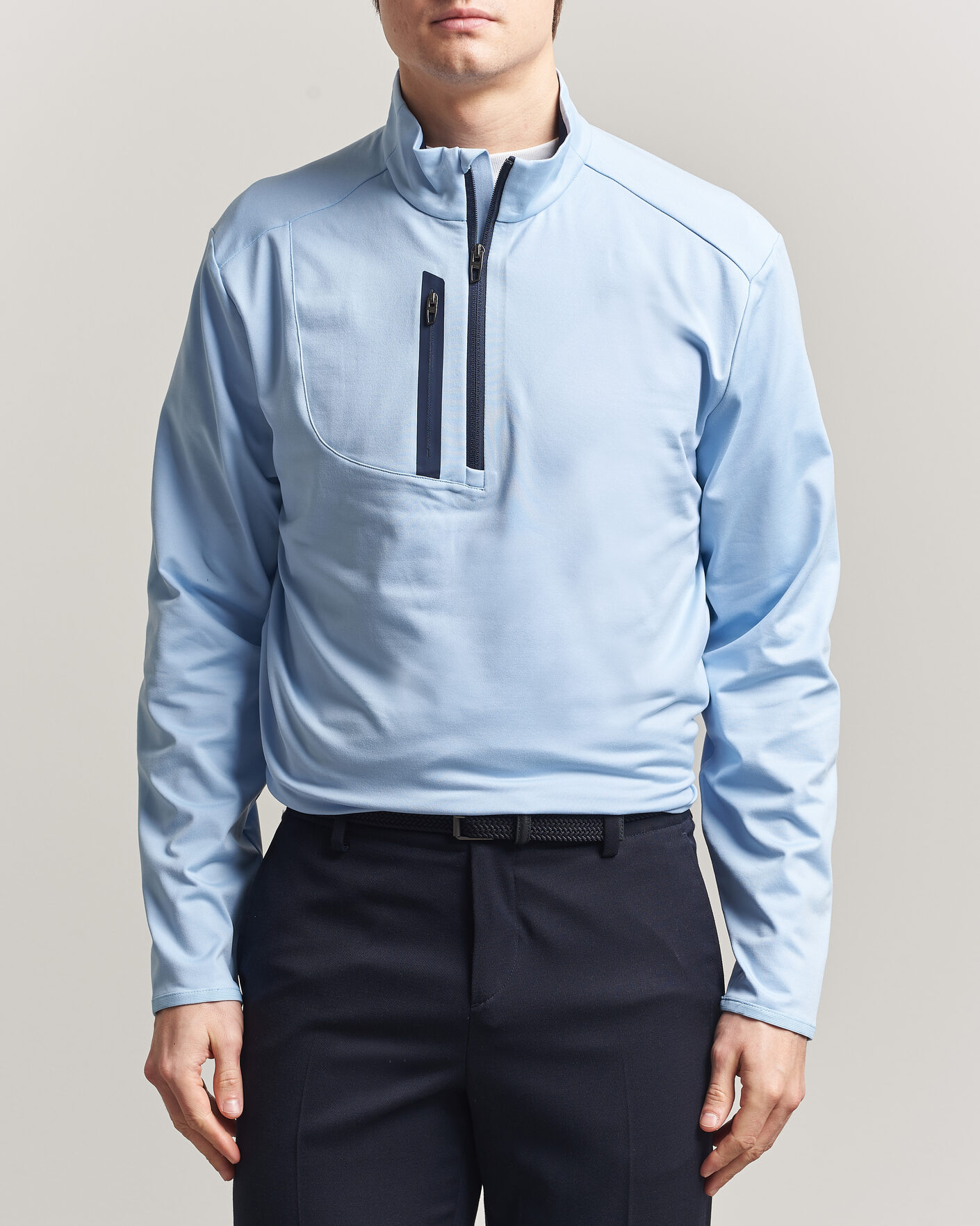 RLX Ralph Lauren Luxury Jersey Half Zip Office Blue at CareOfCarl.com