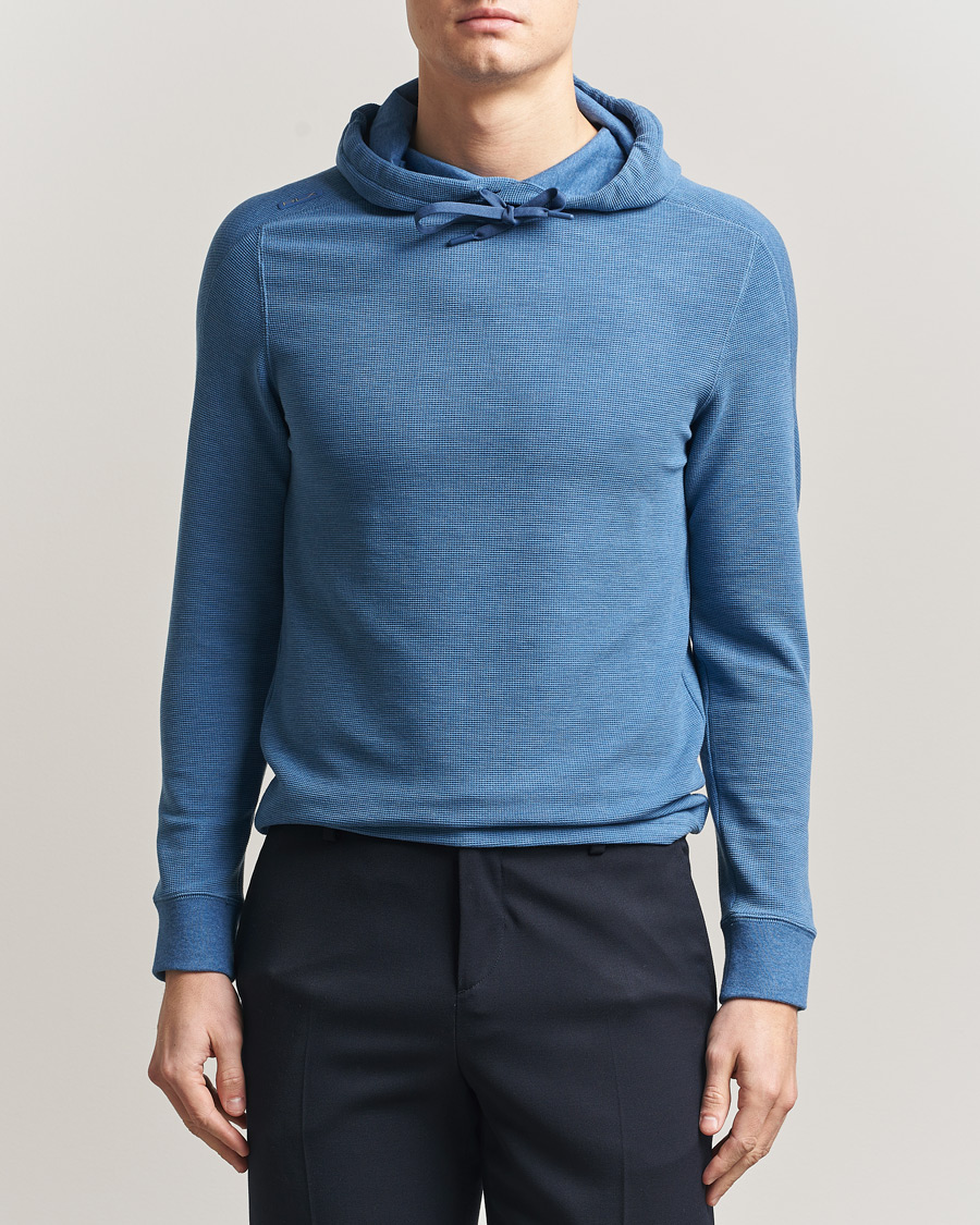 Men | Sweaters & Knitwear | RLX Ralph Lauren | Tech Waffle Hoodie Fog Blue Heather