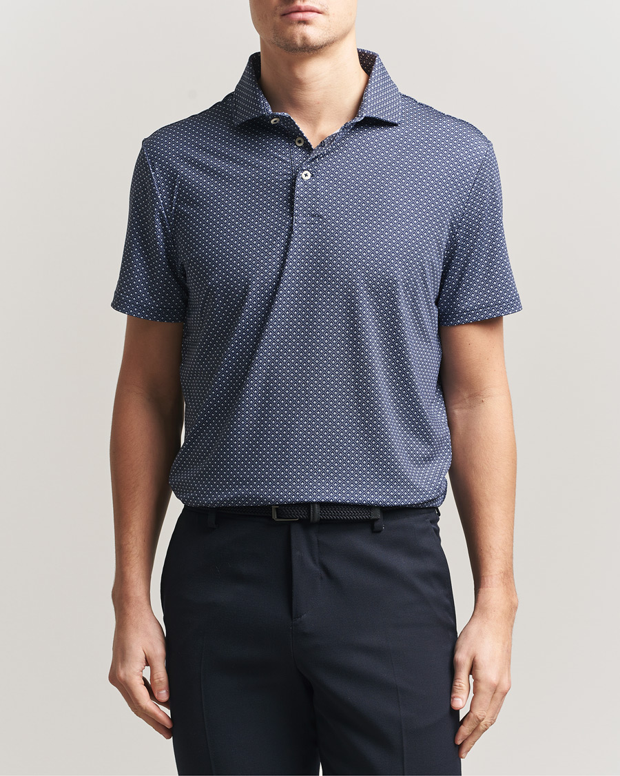 Men | Polo Shirts | RLX Ralph Lauren | Airflow Polo Printed Navy Magnolia Diamond