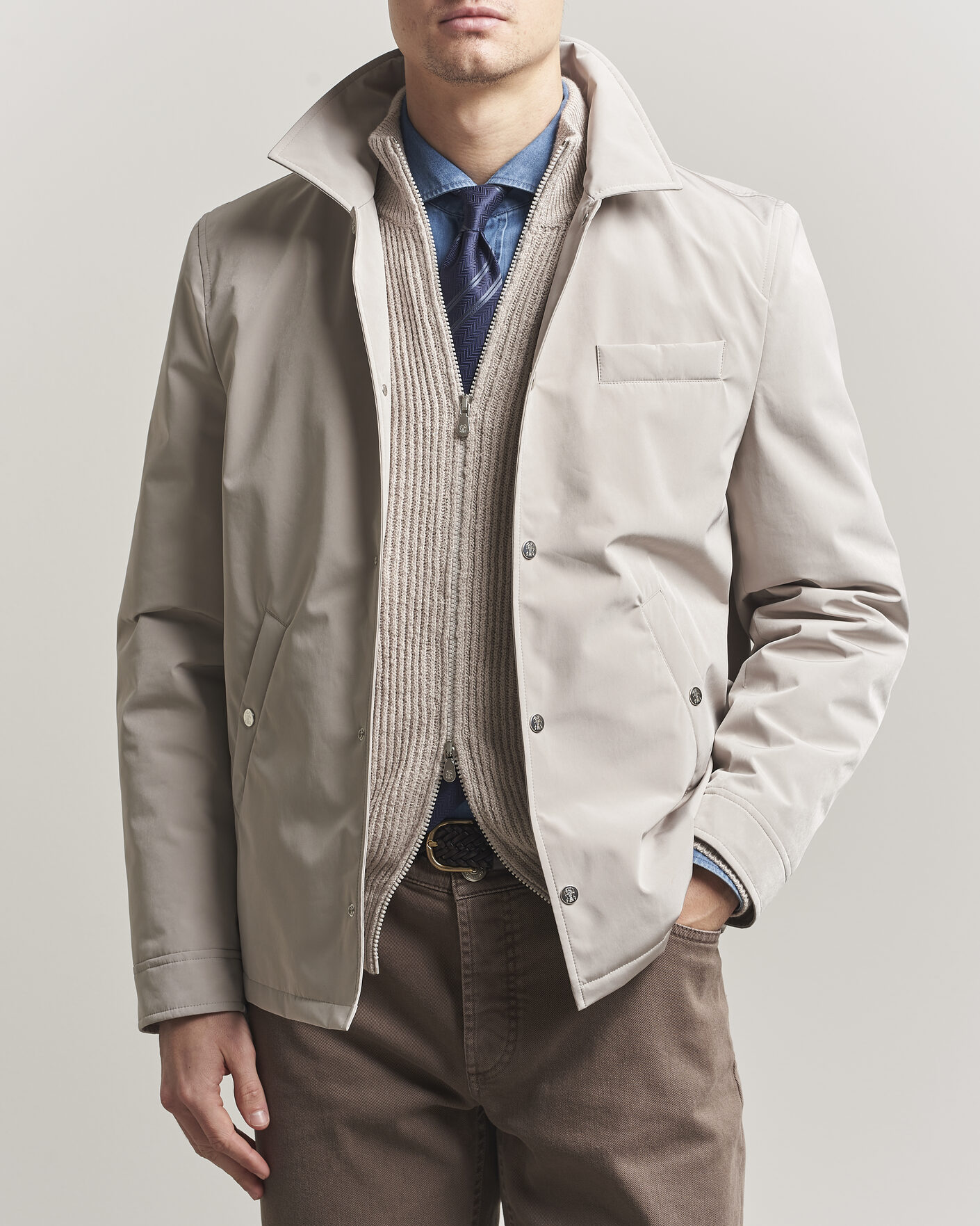Brunello Cucinelli Nylon Padded Jacket Beige at CareOfCarl.com