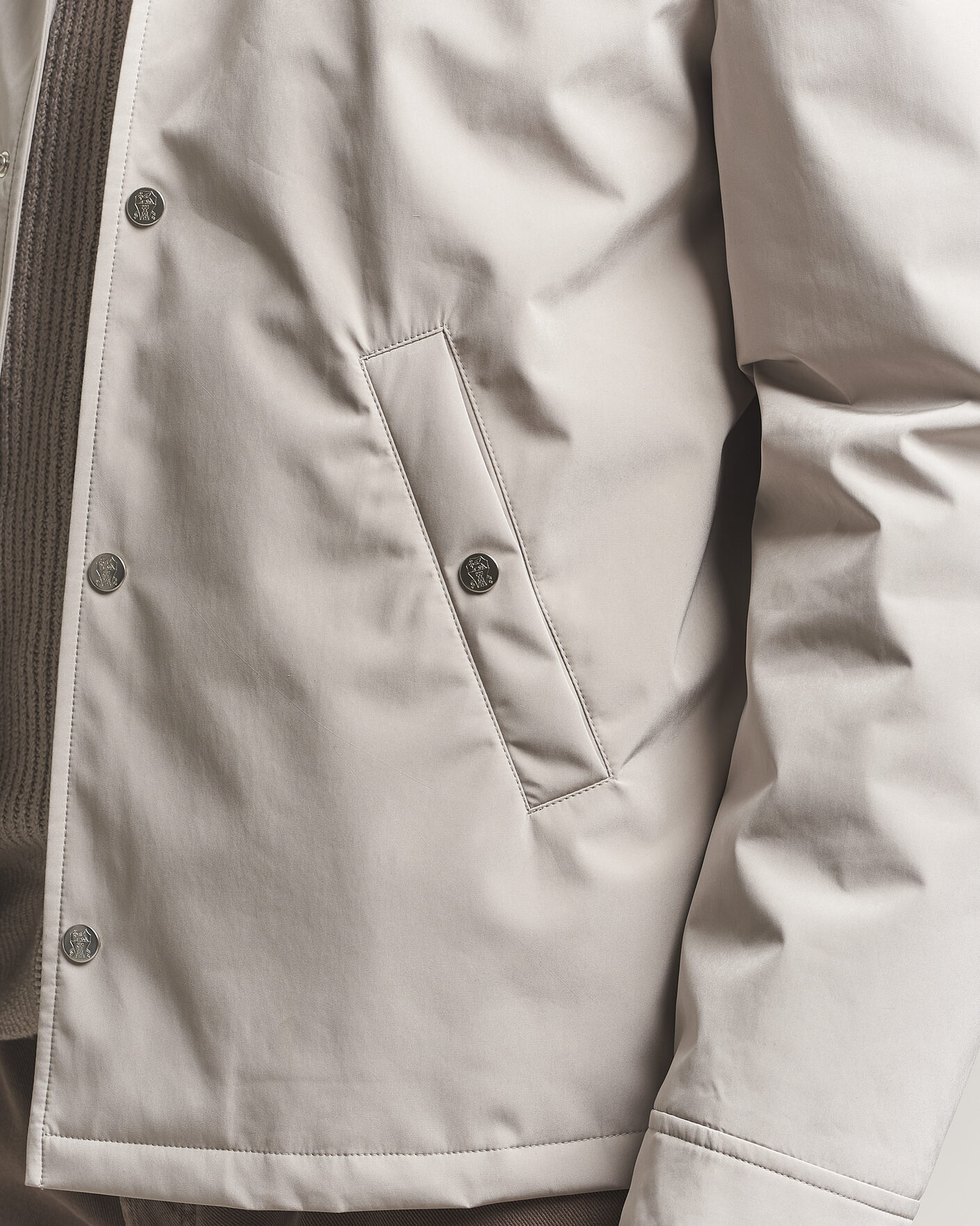 Brunello Cucinelli Nylon Padded Jacket Beige at CareOfCarl.com