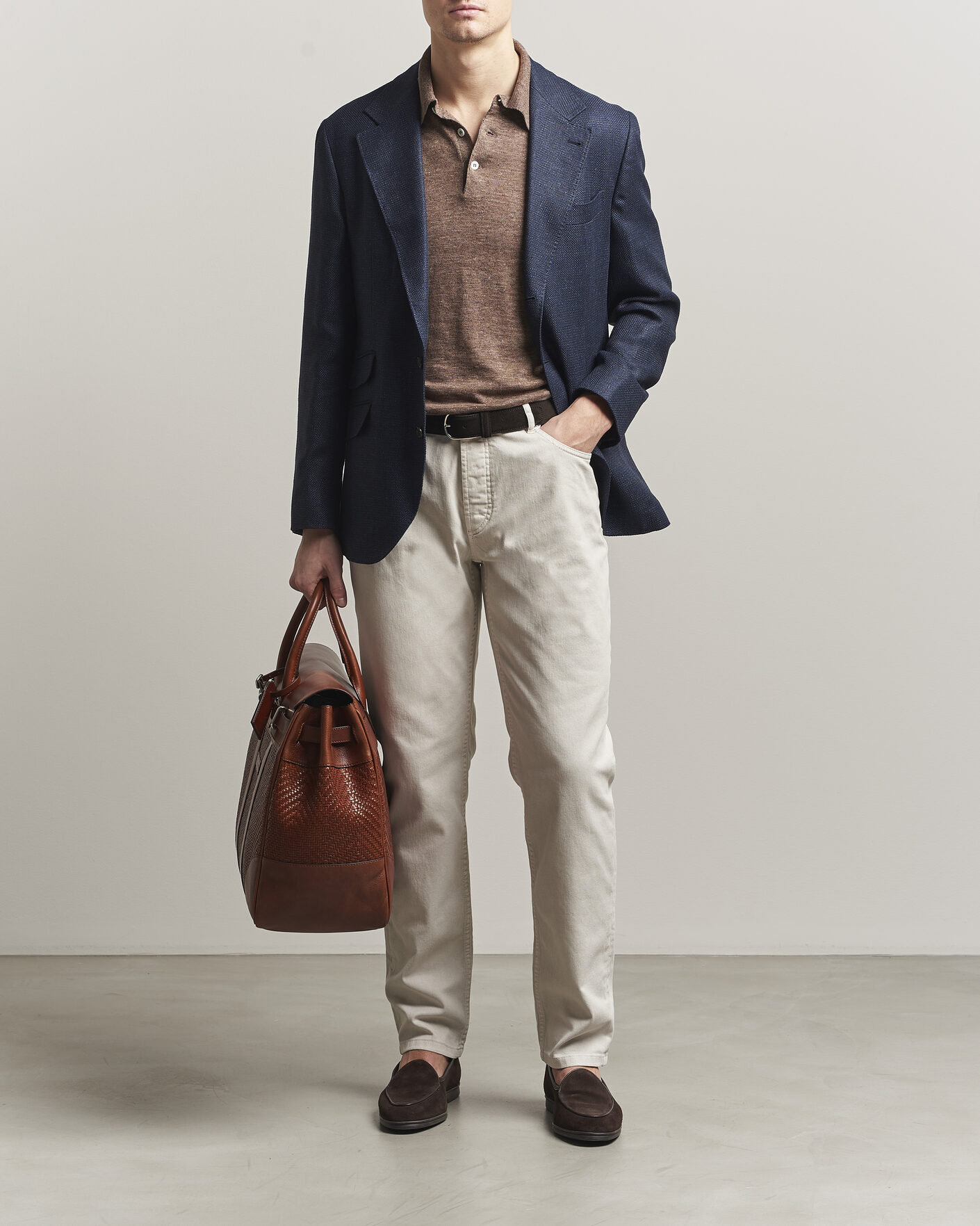 Men | Trousers | Brunello Cucinelli | Traditional Fit Bull Denim Pants Light Beige