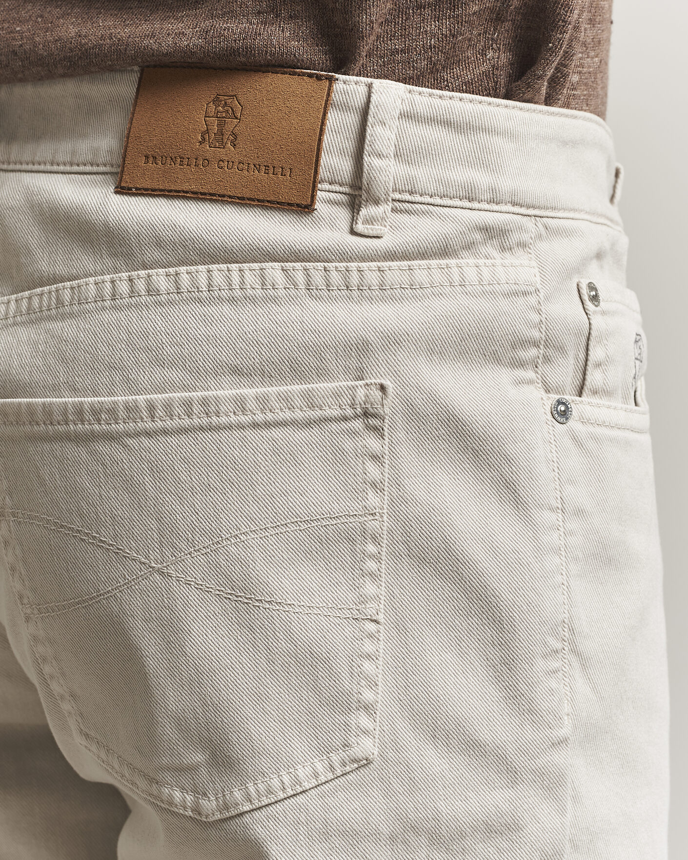 Men | Trousers | Brunello Cucinelli | Traditional Fit Bull Denim Pants Light Beige