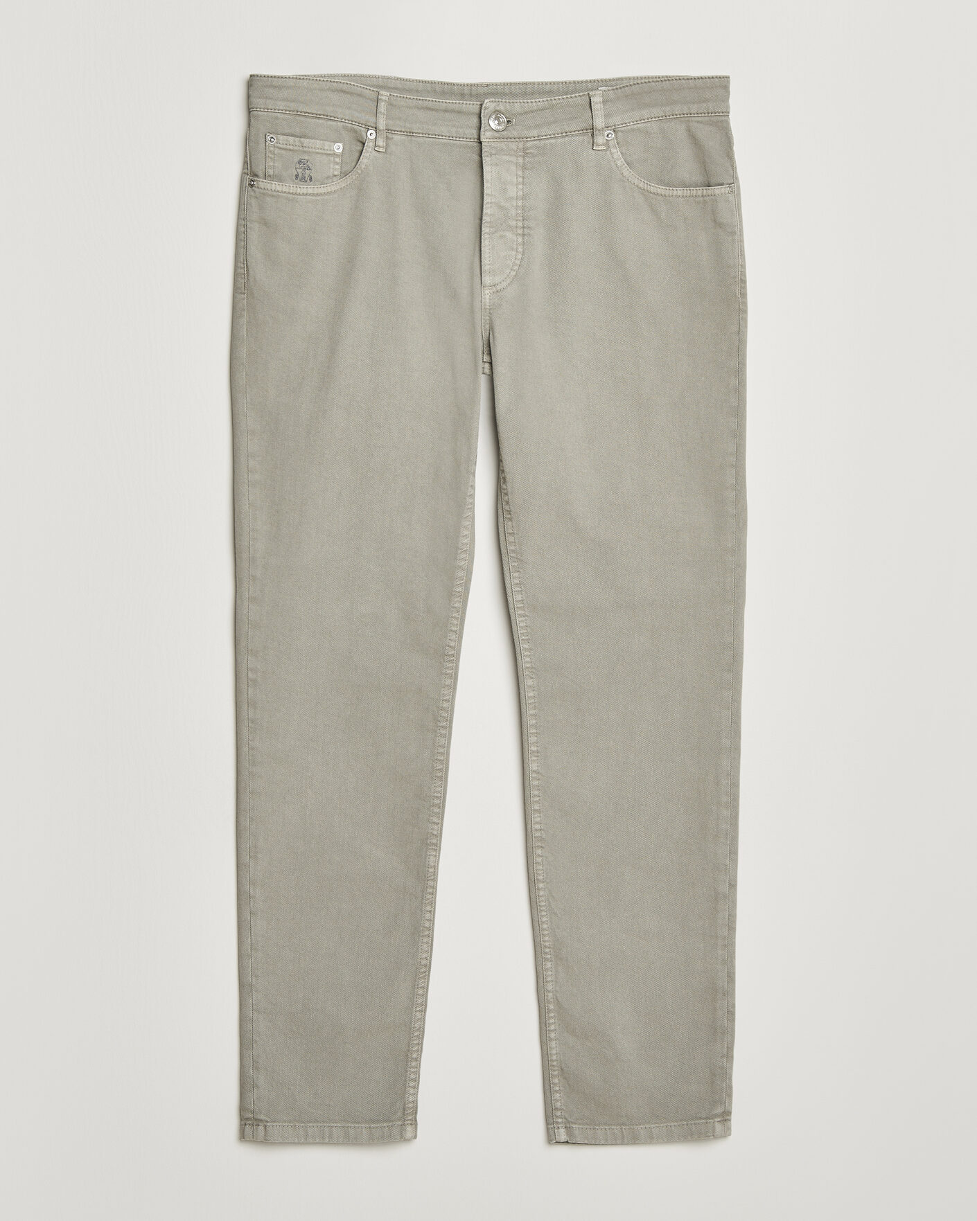 Men | Trousers | Brunello Cucinelli | Traditional Fit Bull Denim Pants Olive