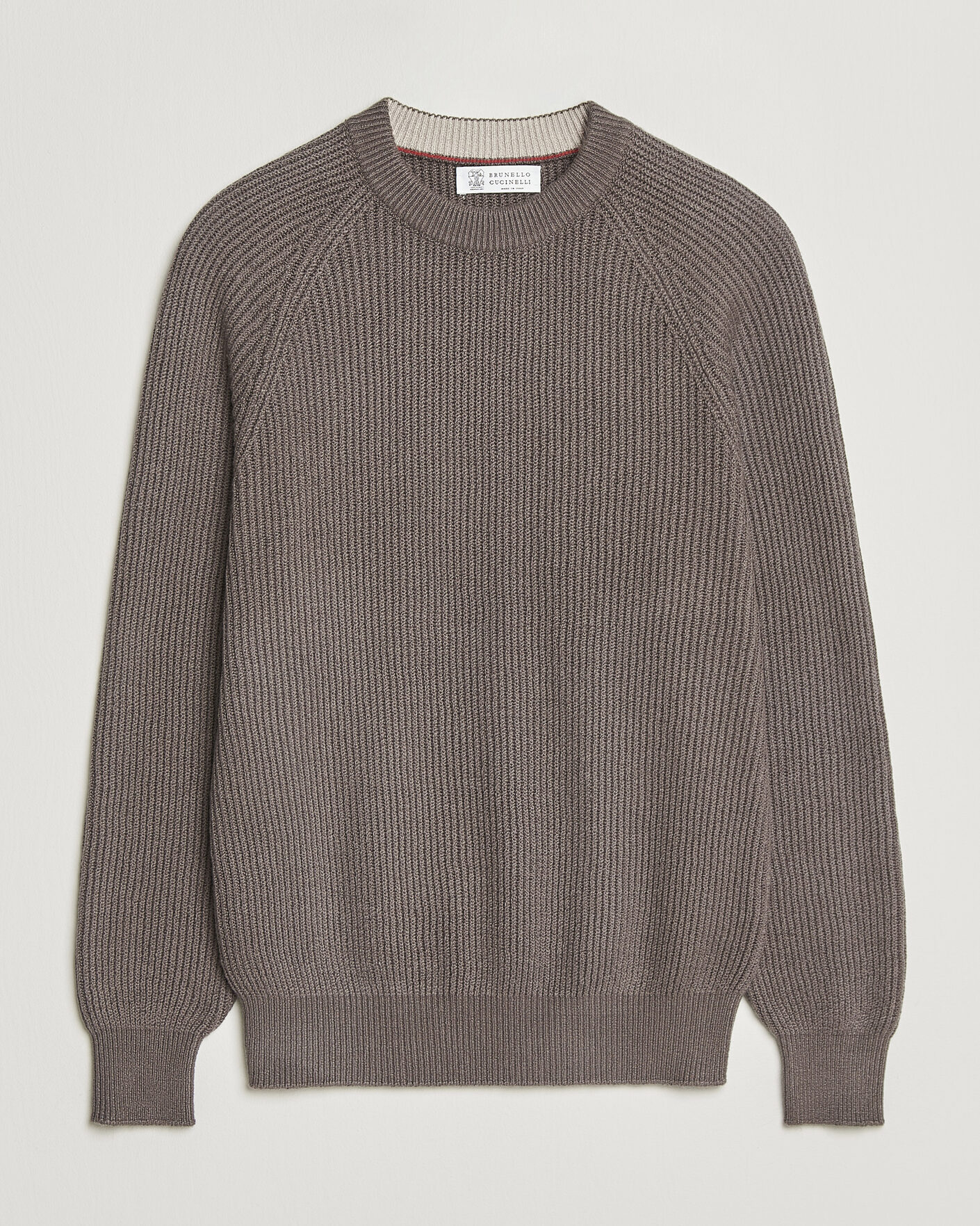 Brunello Cucinelli Heavy Cotton Rib Sweater Light Brown at