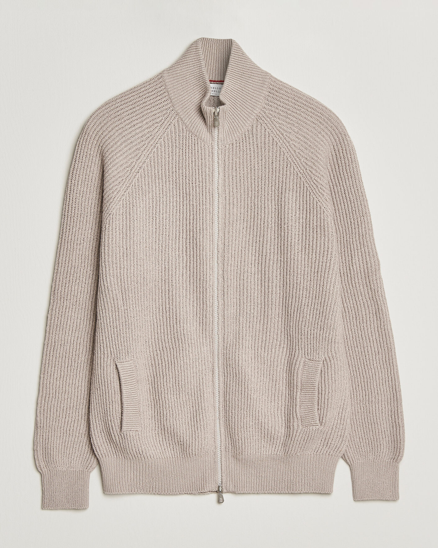 Men | Sweaters & Knitwear | Brunello Cucinelli | Heavy Cotton Rib Zip Cardigan Beige