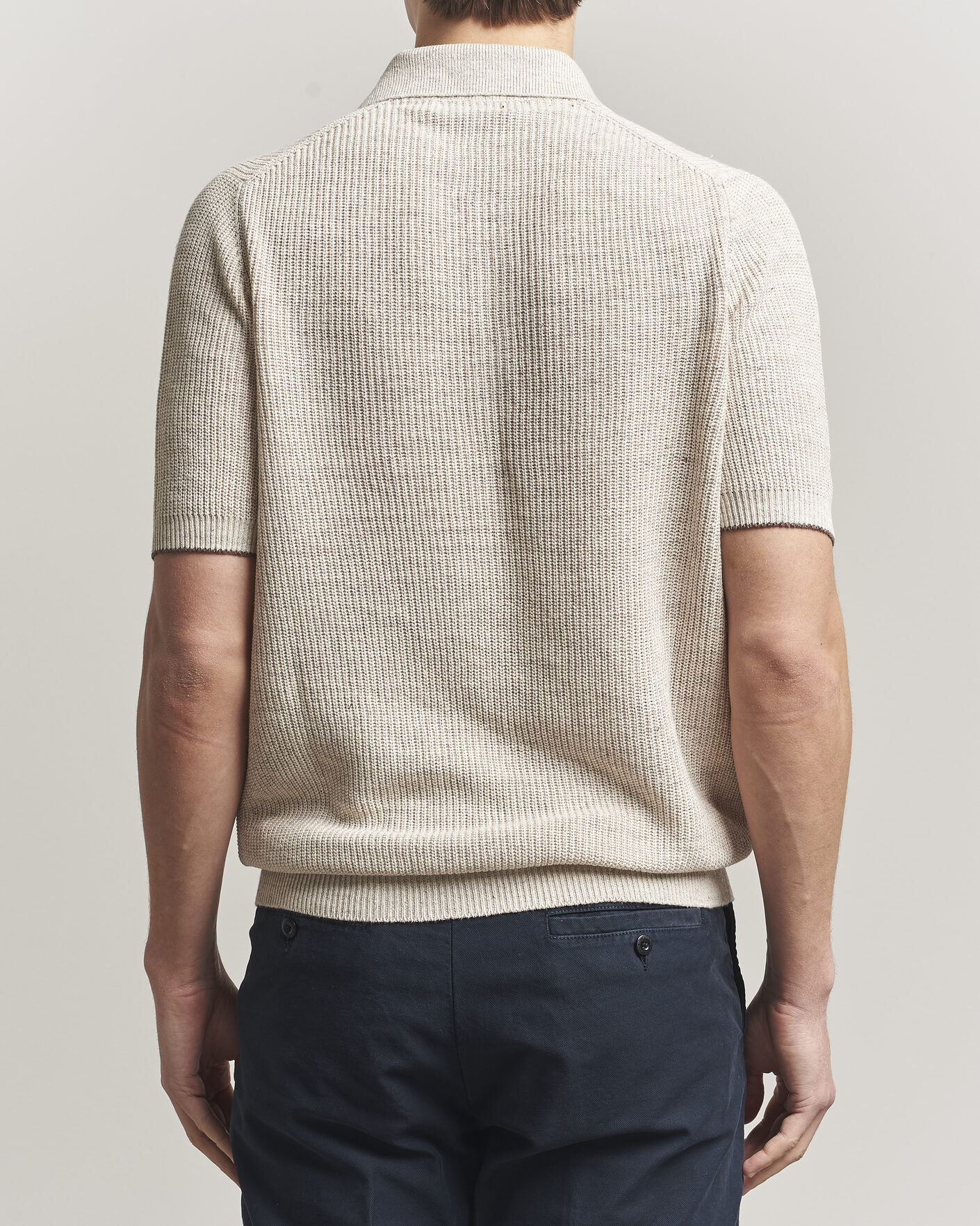 Men | Polo Shirts | Brunello Cucinelli | Linen Rib Knitted Polo Light Beige
