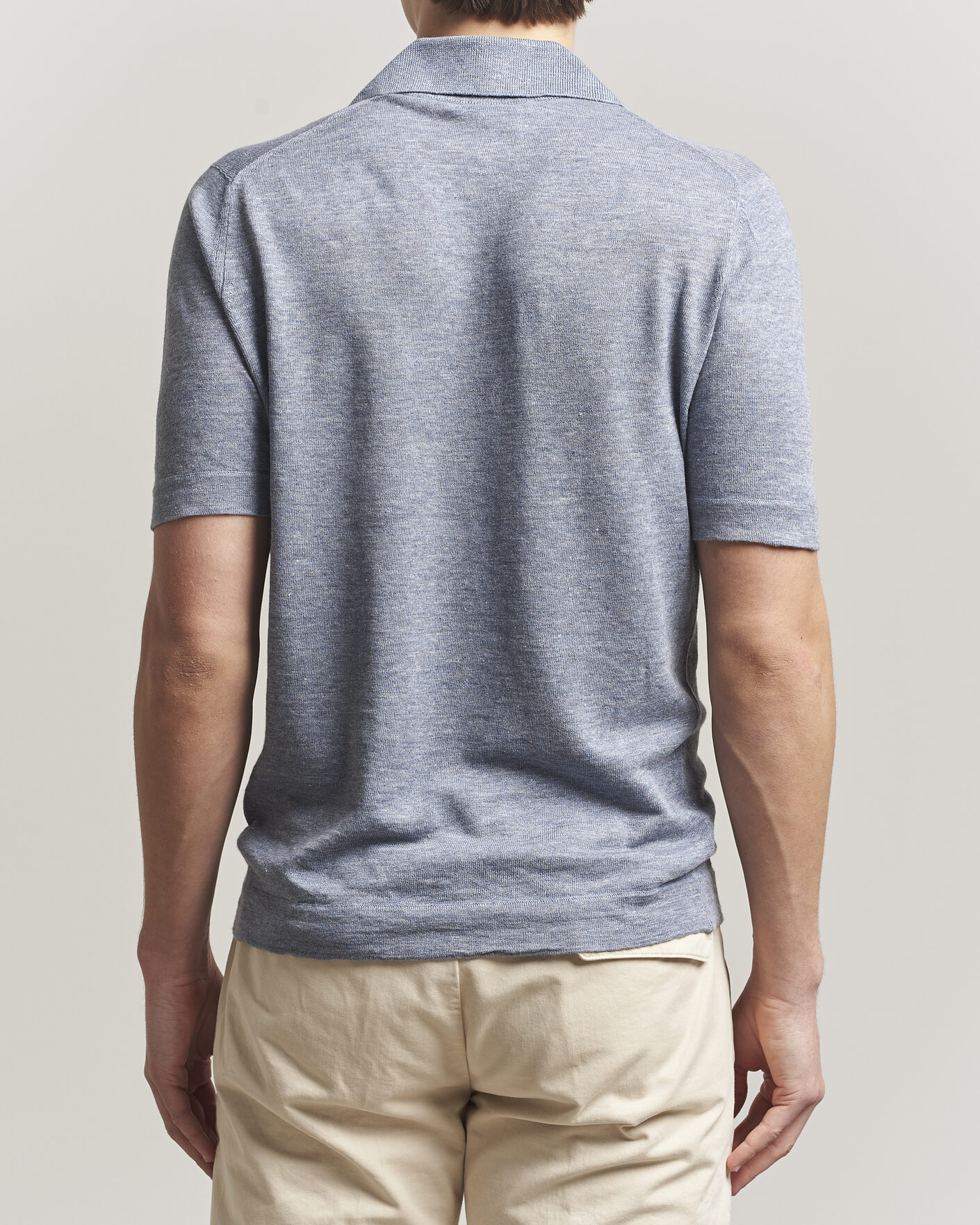 Men | Polo Shirts | Brunello Cucinelli | Linen Knitted Polo Light Blue