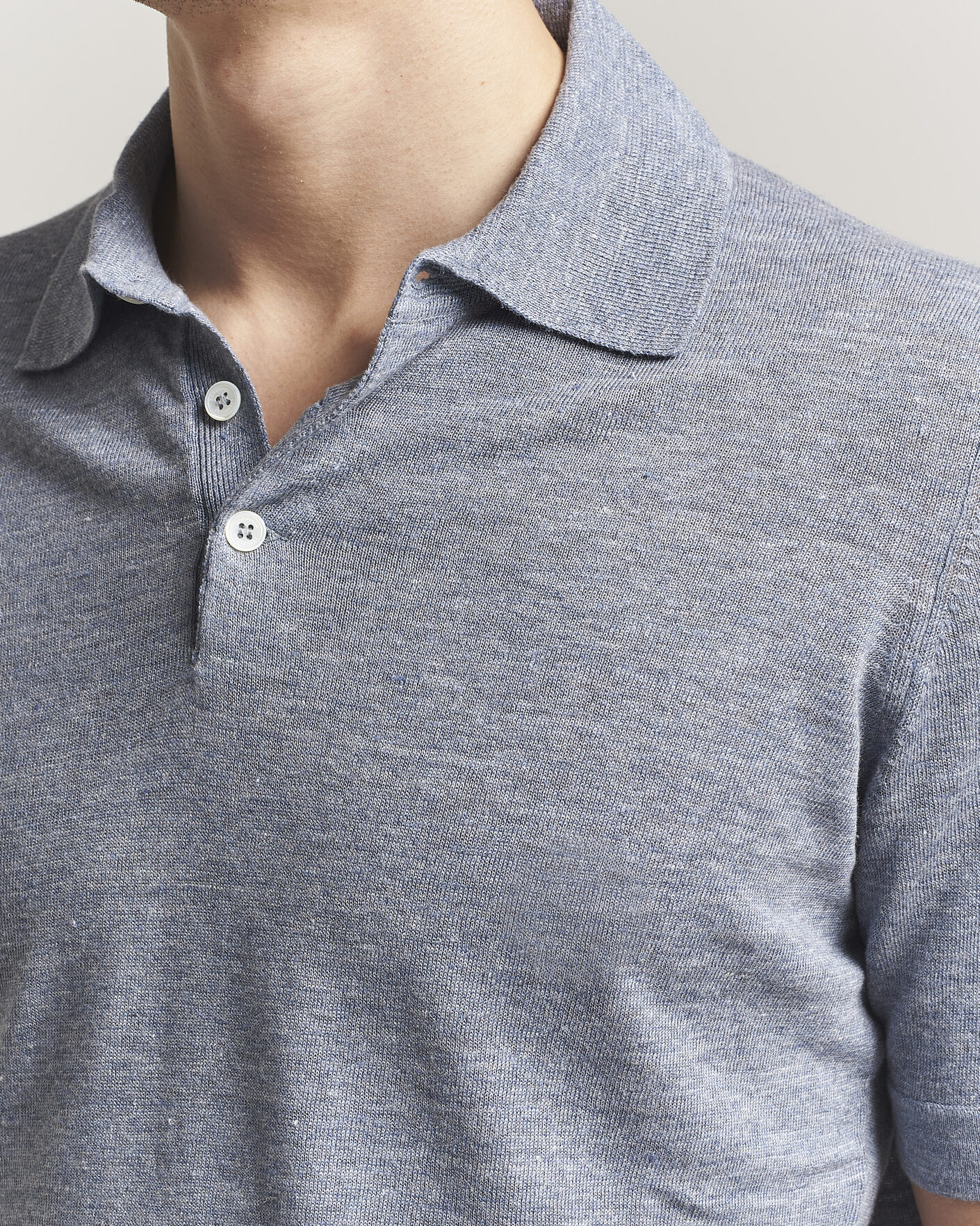 Men | Polo Shirts | Brunello Cucinelli | Linen Knitted Polo Light Blue