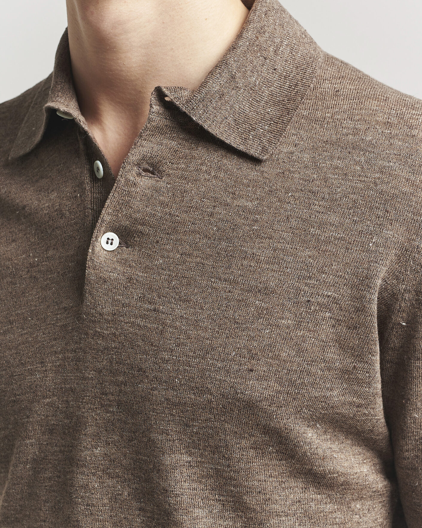 Men | Polo Shirts | Brunello Cucinelli | Linen Knitted Polo Brown
