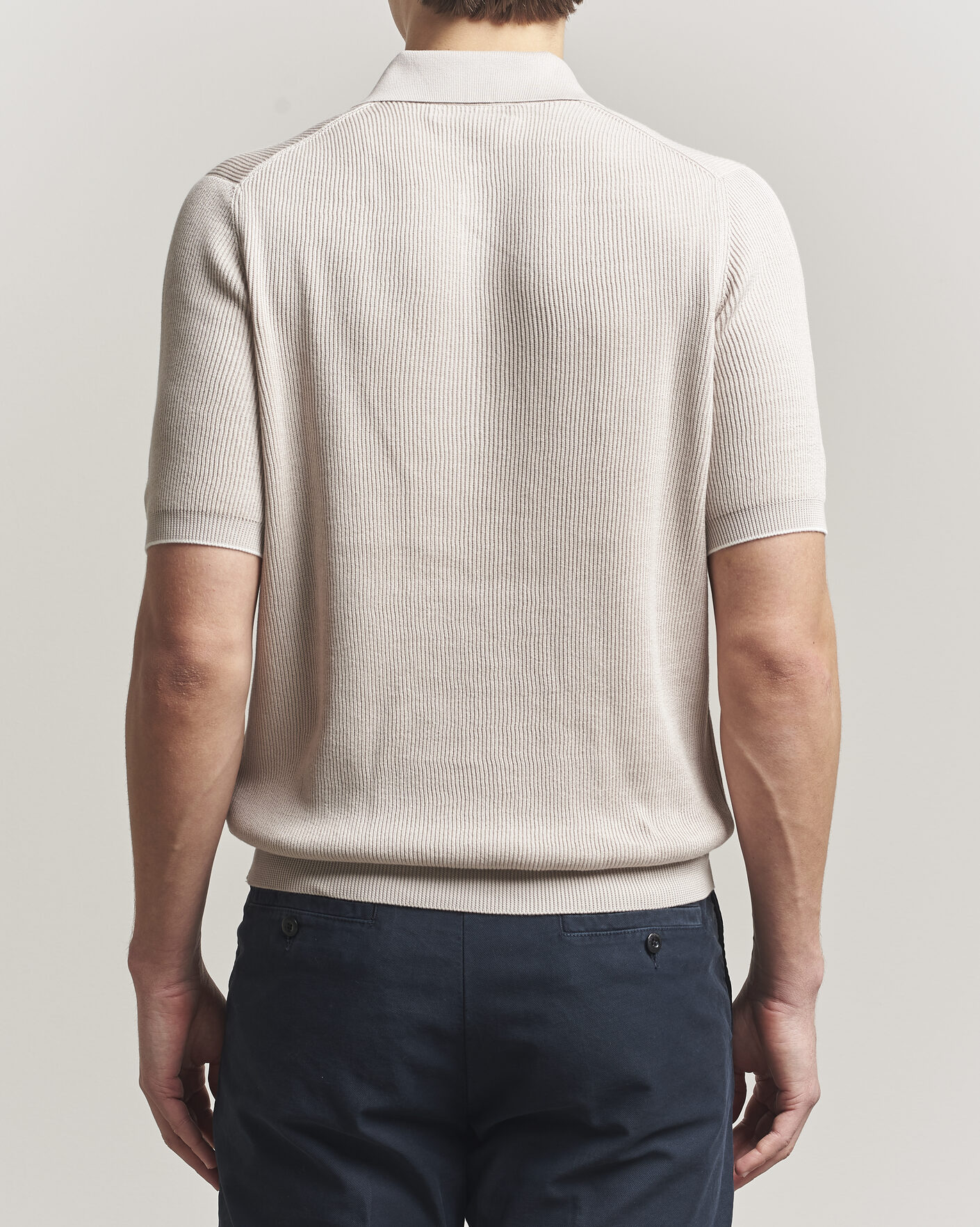 Men | Polo Shirts | Brunello Cucinelli | Cotton Rib Knitted Polo Light Beige