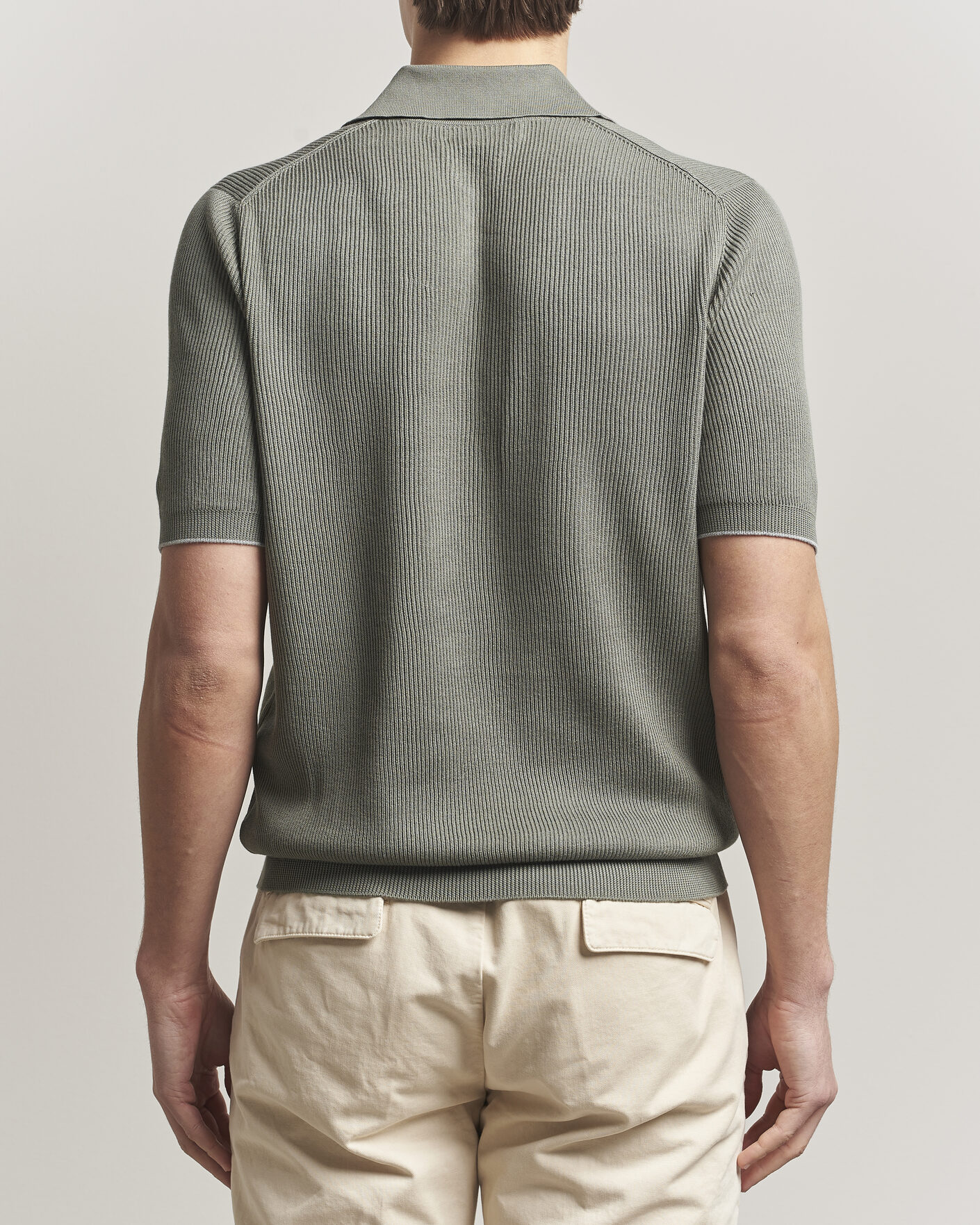 Men | Polo Shirts | Brunello Cucinelli | Cotton Rib Knitted Polo Olive