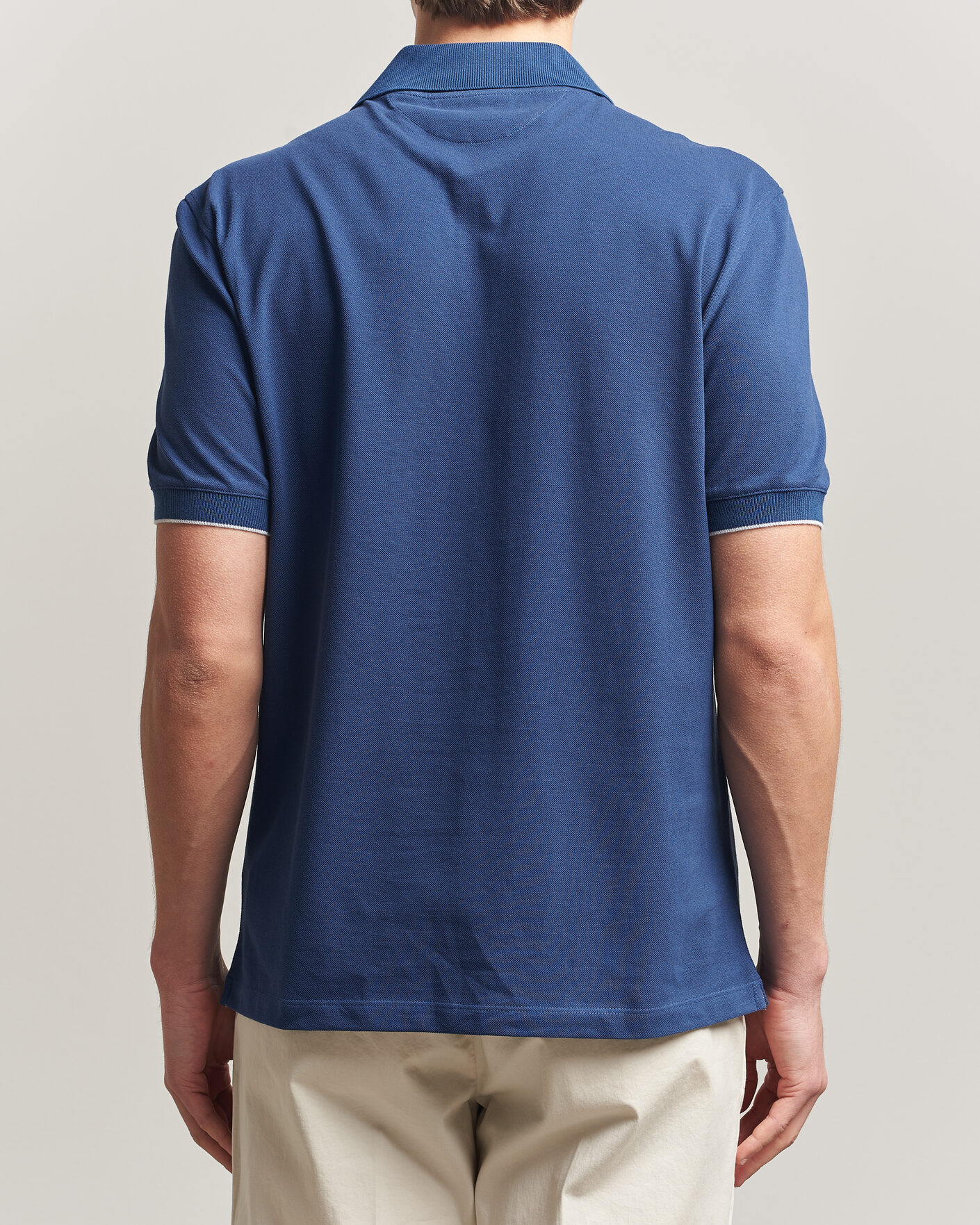 Brunello Cucinelli Short Sleeve Logo Polo Blue at CareOfCarl.com