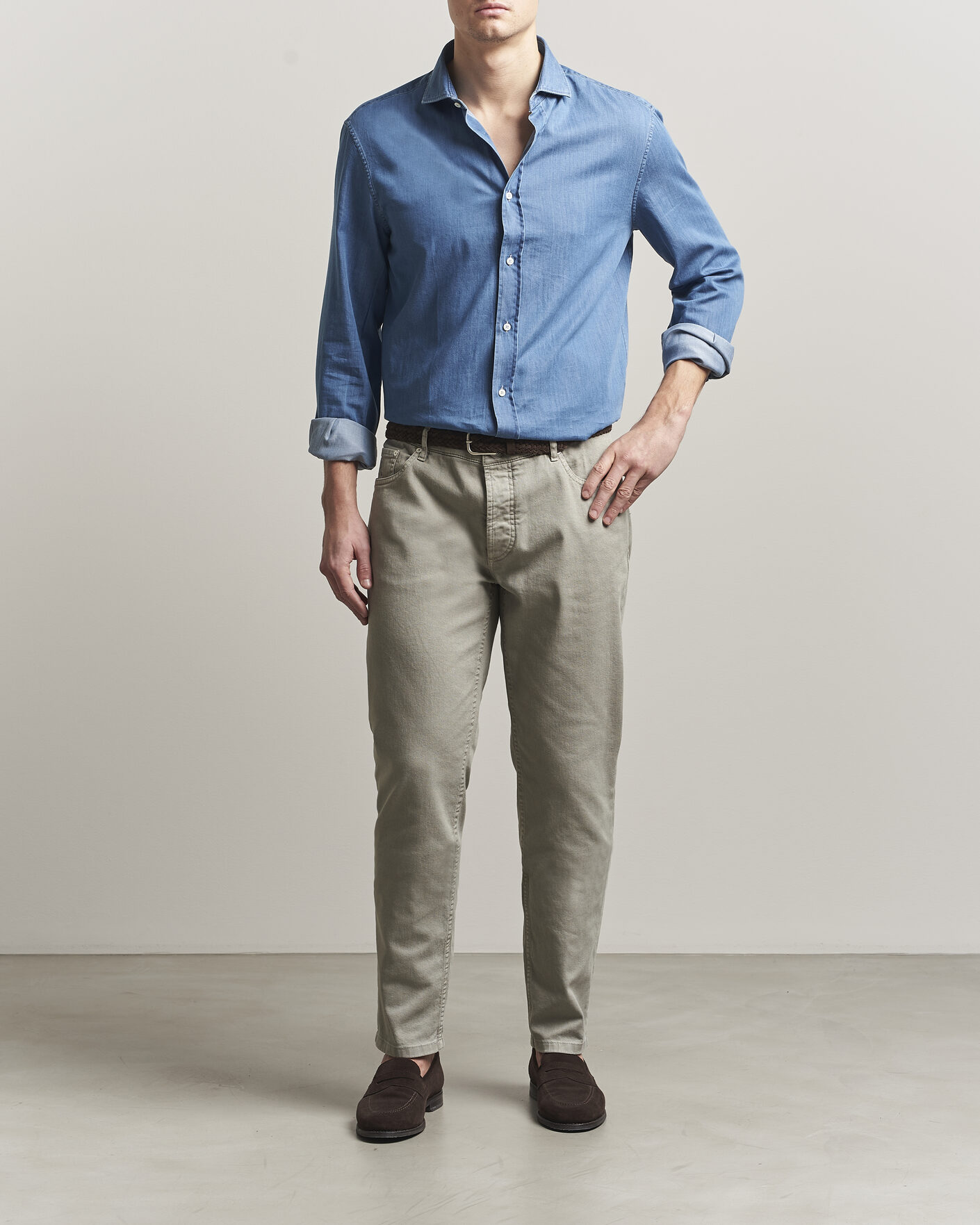 Men | Shirts | Brunello Cucinelli | Easy Fit Denim Shirt Medium Blue Wash