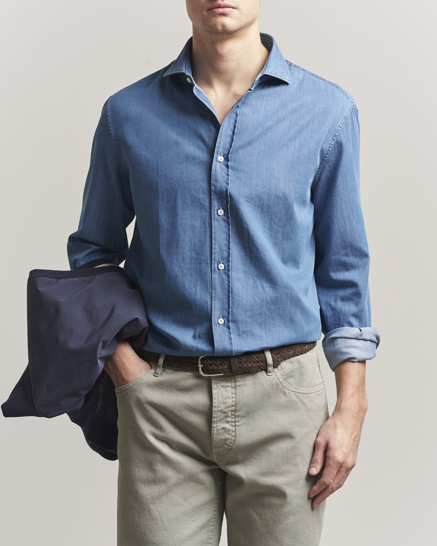 Men | Shirts | Brunello Cucinelli | Easy Fit Denim Shirt Medium Blue Wash