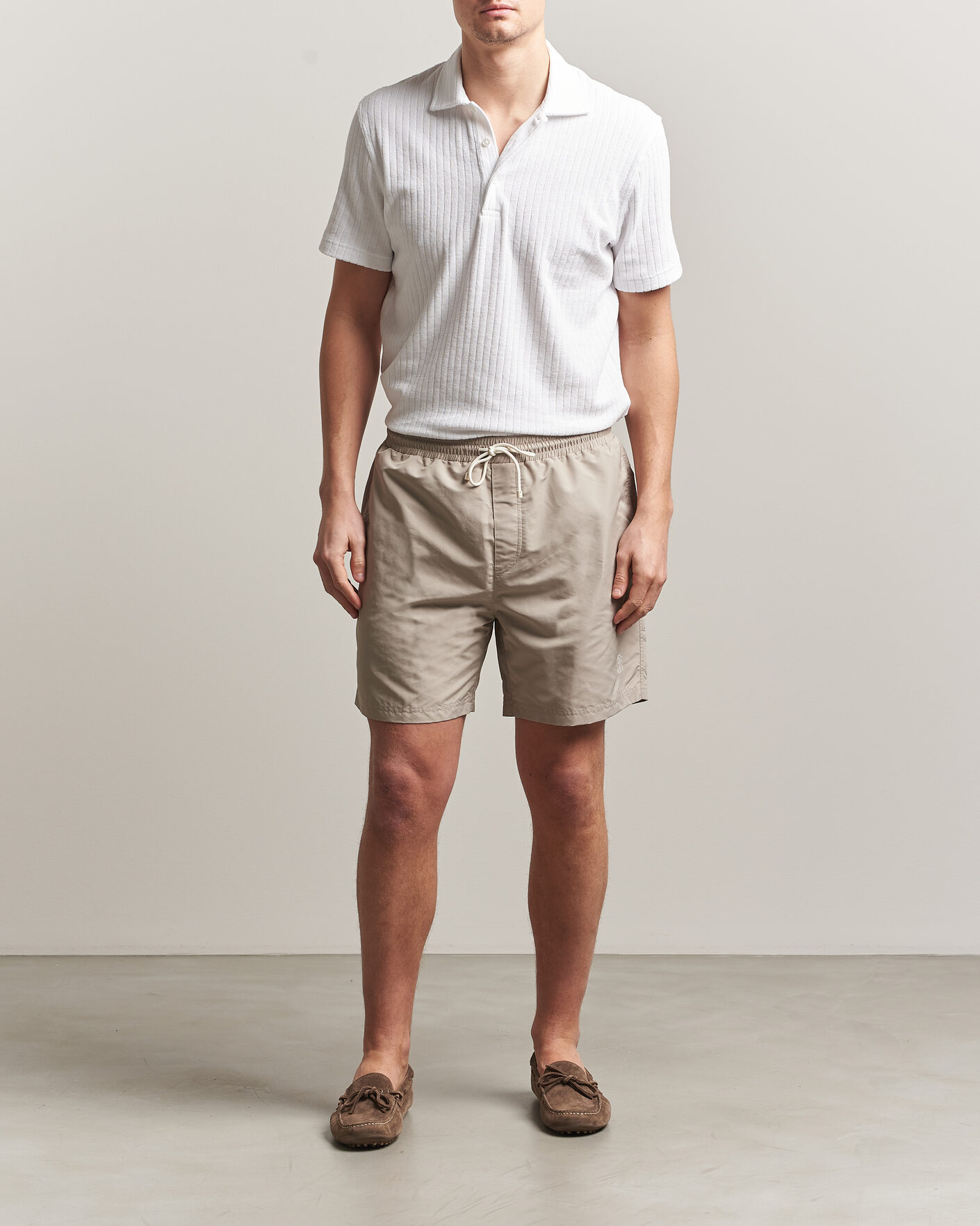Brunello Cucinelli Nylon Swim Trunks Beige at CareOfCarl.com