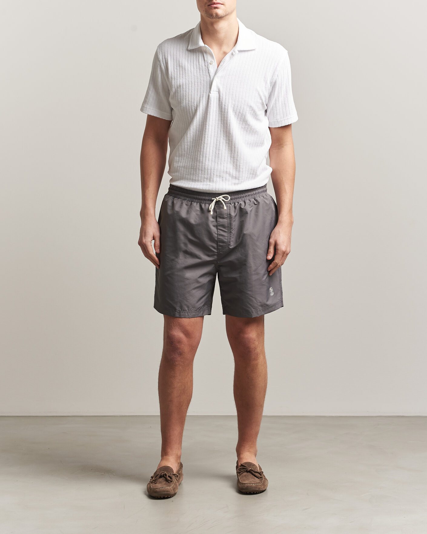 Brunello Cucinelli Nylon Swim Trunks Grey at CareOfCarl.com