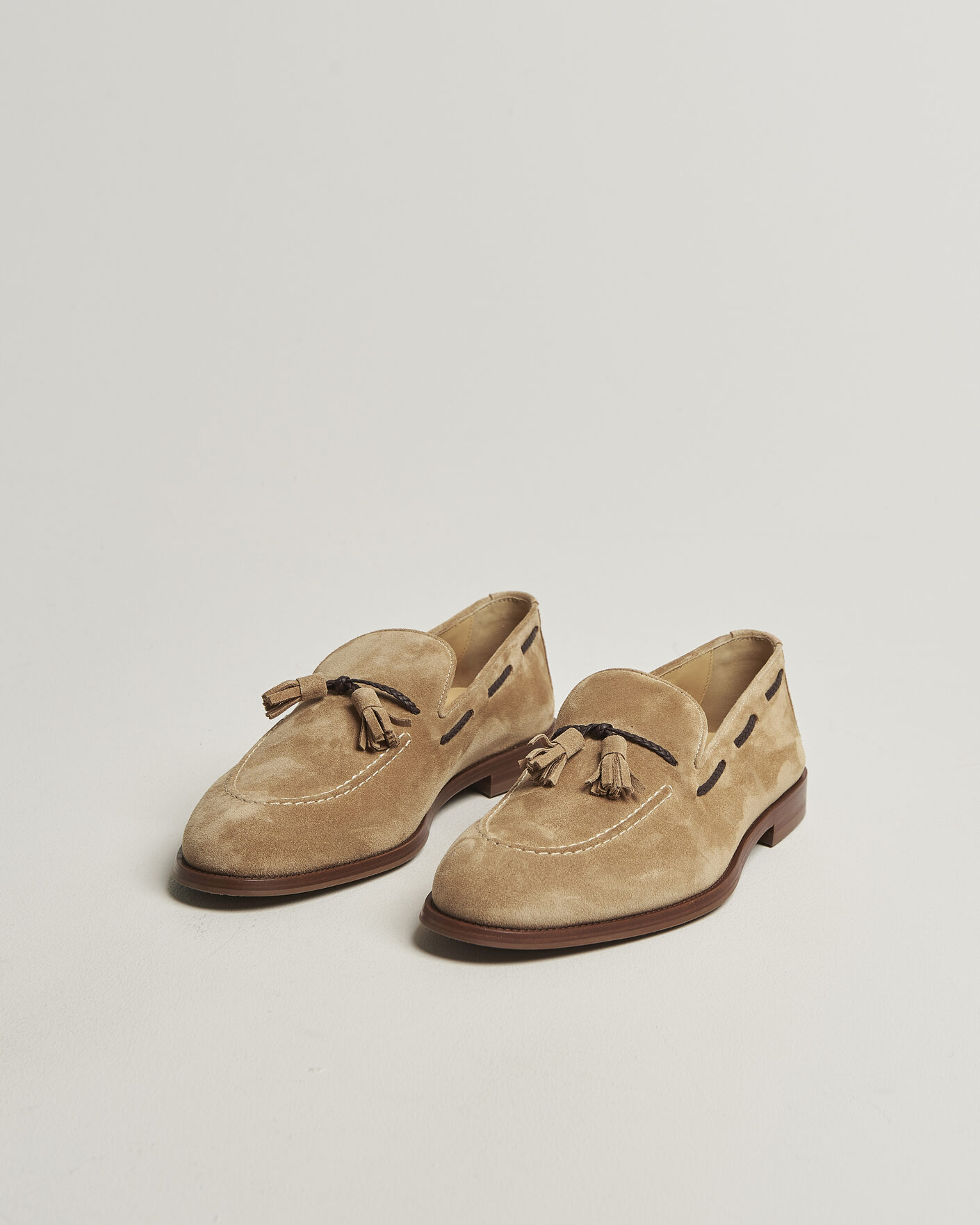Brunello Cucinelli Tassel Loafers Siena Brown Suede at CareOfCarl.com