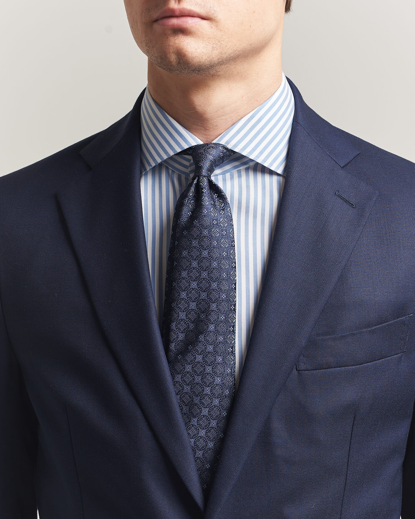 Brunello Cucinelli Jacquard Silk Tie Navy at CareOfCarl.com