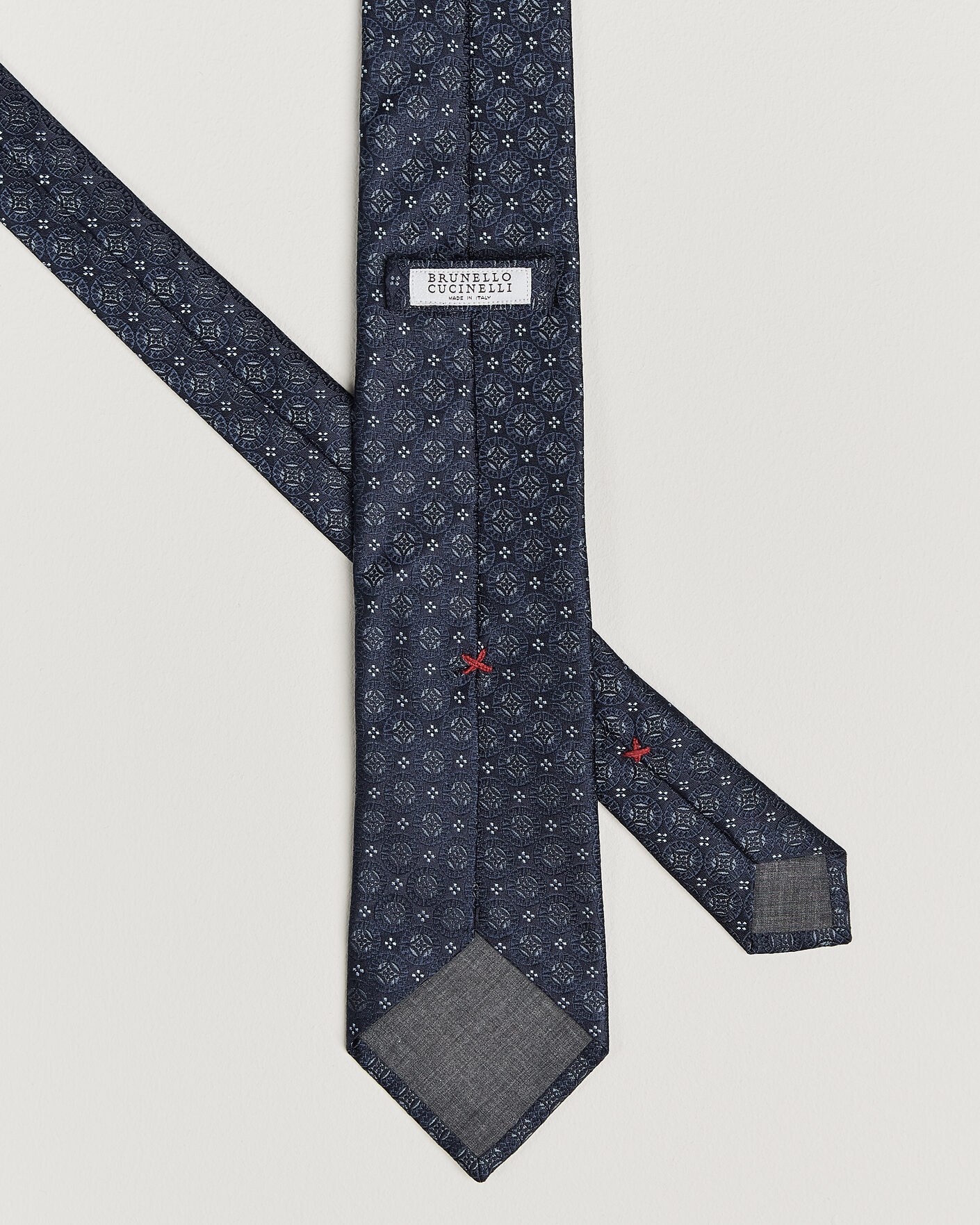 Brunello Cucinelli Jacquard Silk Tie Navy at CareOfCarl.com