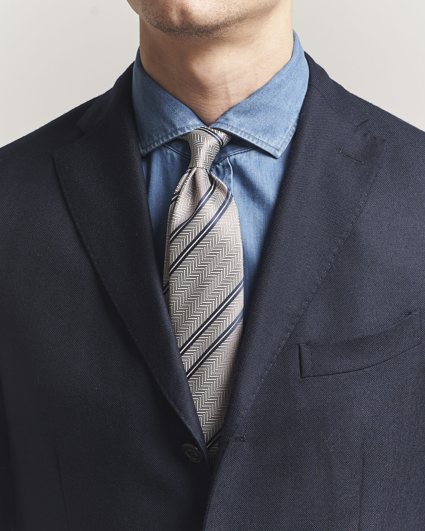 Men | Ties | Brunello Cucinelli | Regimental Stripe Silk Tie Brown