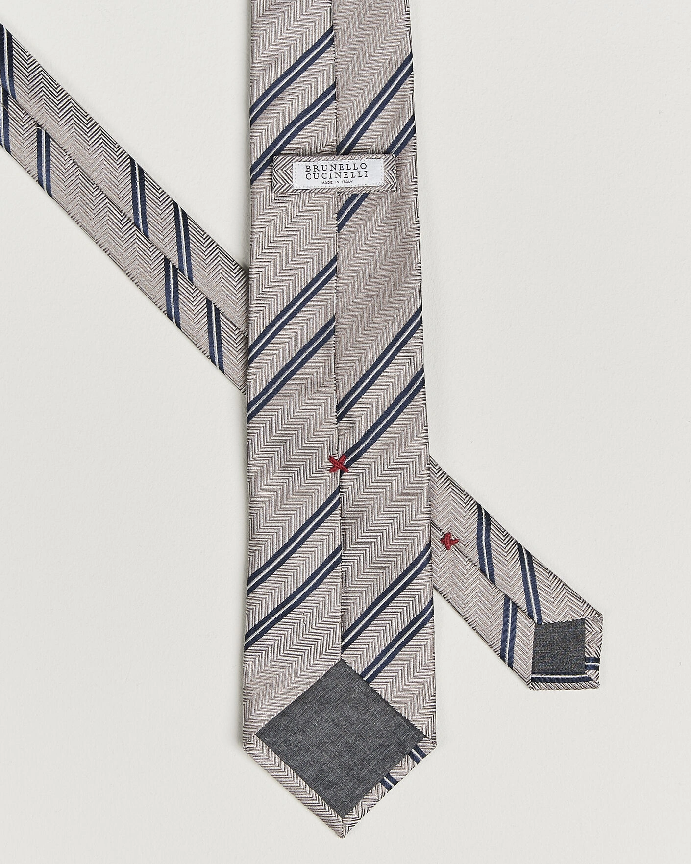 Men | Ties | Brunello Cucinelli | Regimental Stripe Silk Tie Brown