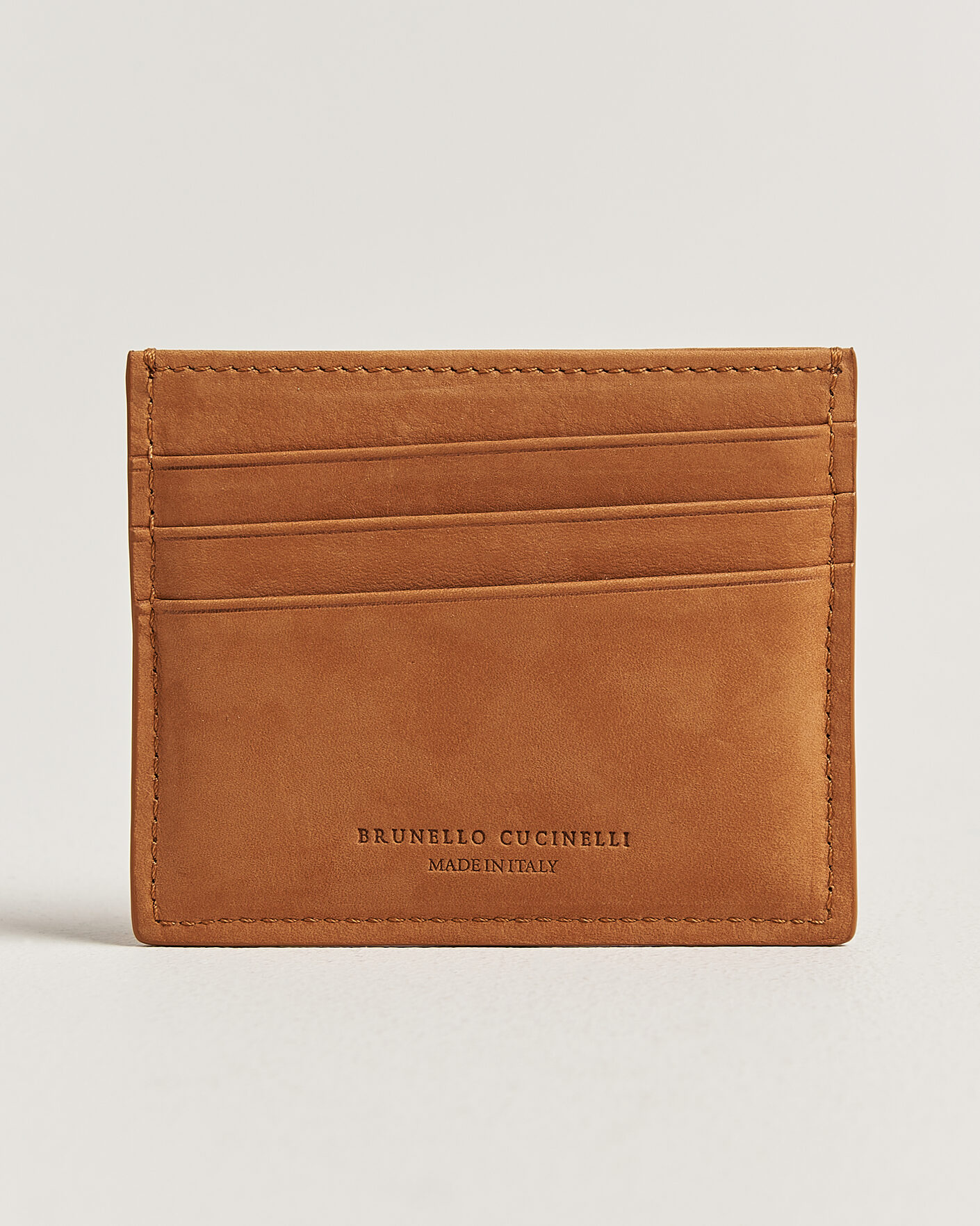 Brunello Cucinelli Nubuck Wallet Card Holder Cognac at CareOfCarl.com