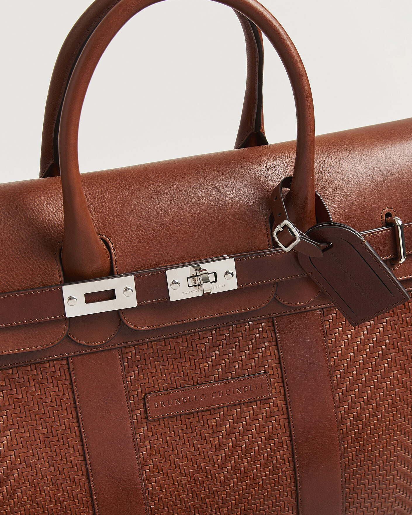 Men | Bags | Brunello Cucinelli | Woven Leather Duffle Bag Burnished Calf