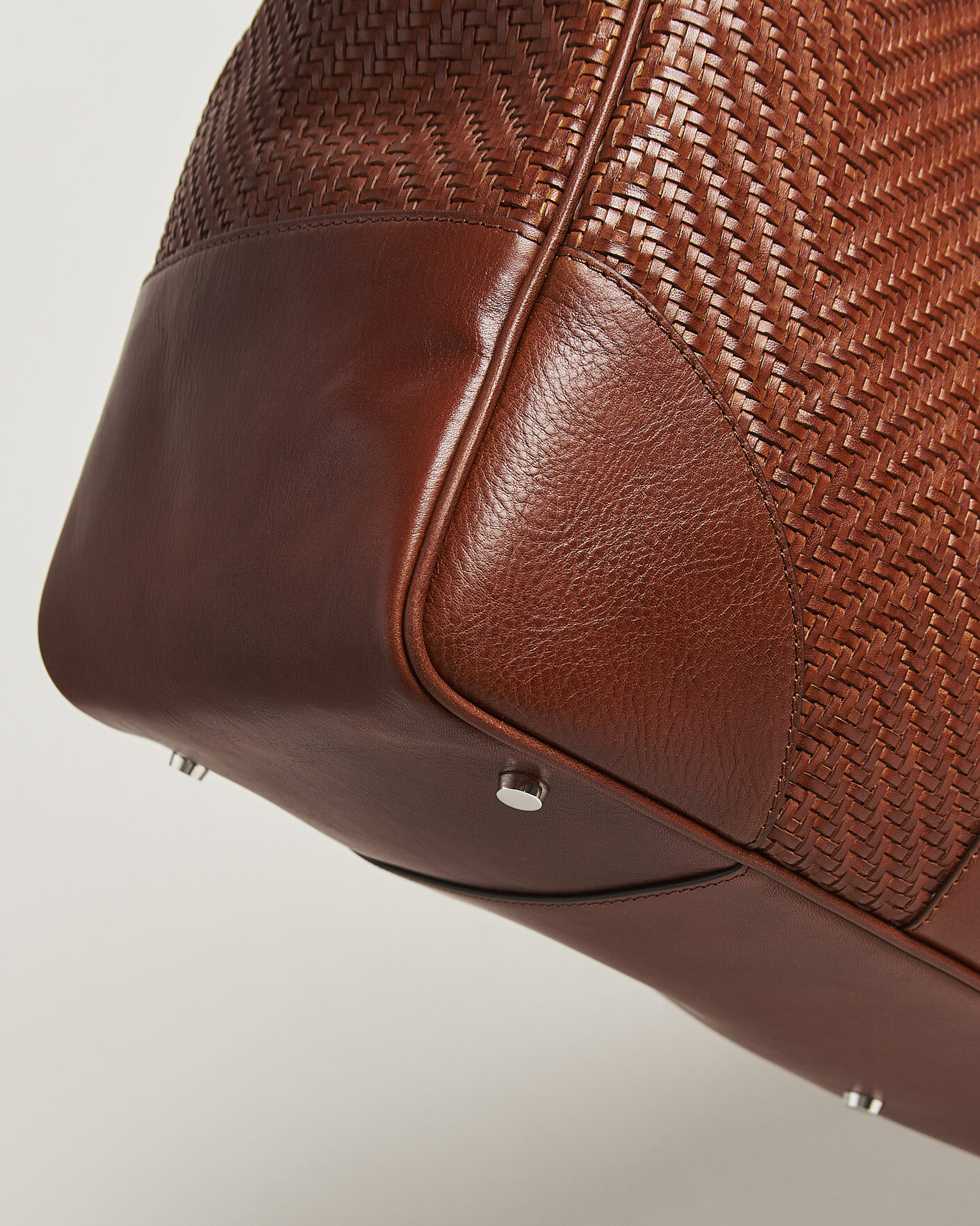 Brunello Cucinelli Woven Leather Duffle Bag Burnished Calf at