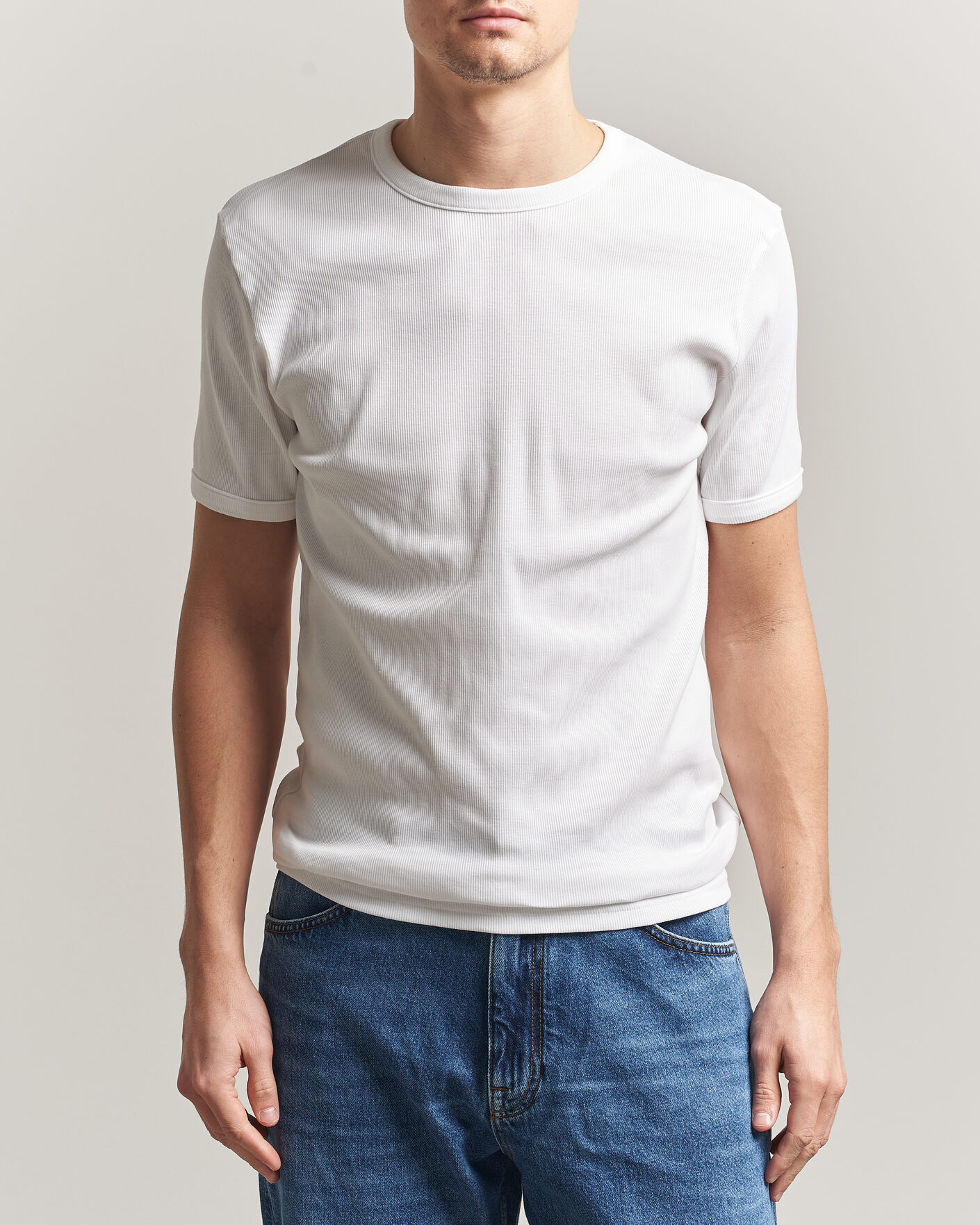 Men | T-Shirts | Bread & Boxers | Ribbed Crew Neck T-Shirt White