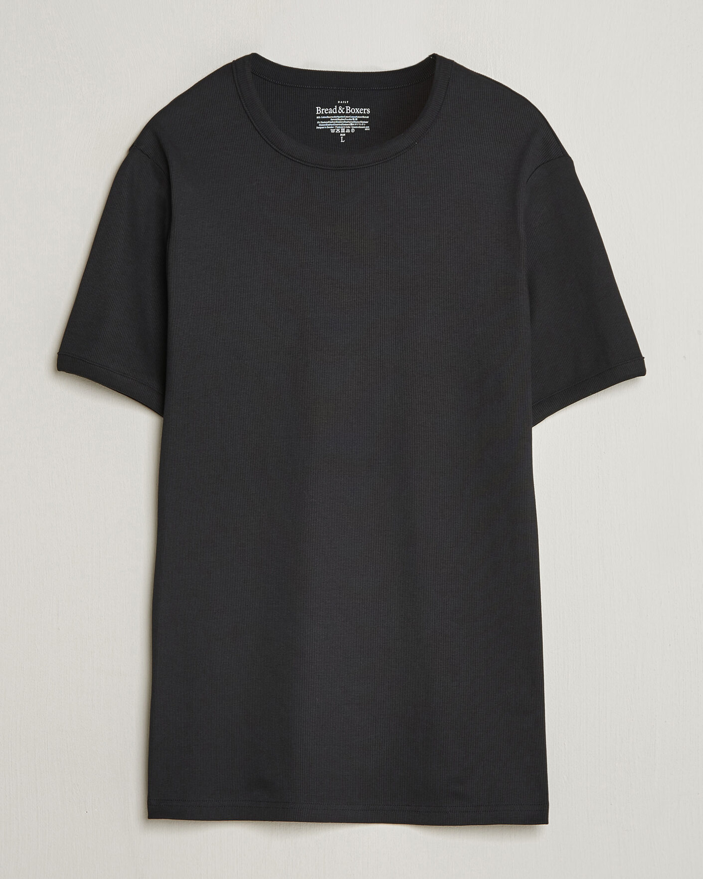Men | T-Shirts | Bread & Boxers | Ribbed Crew Neck T-Shirt Black