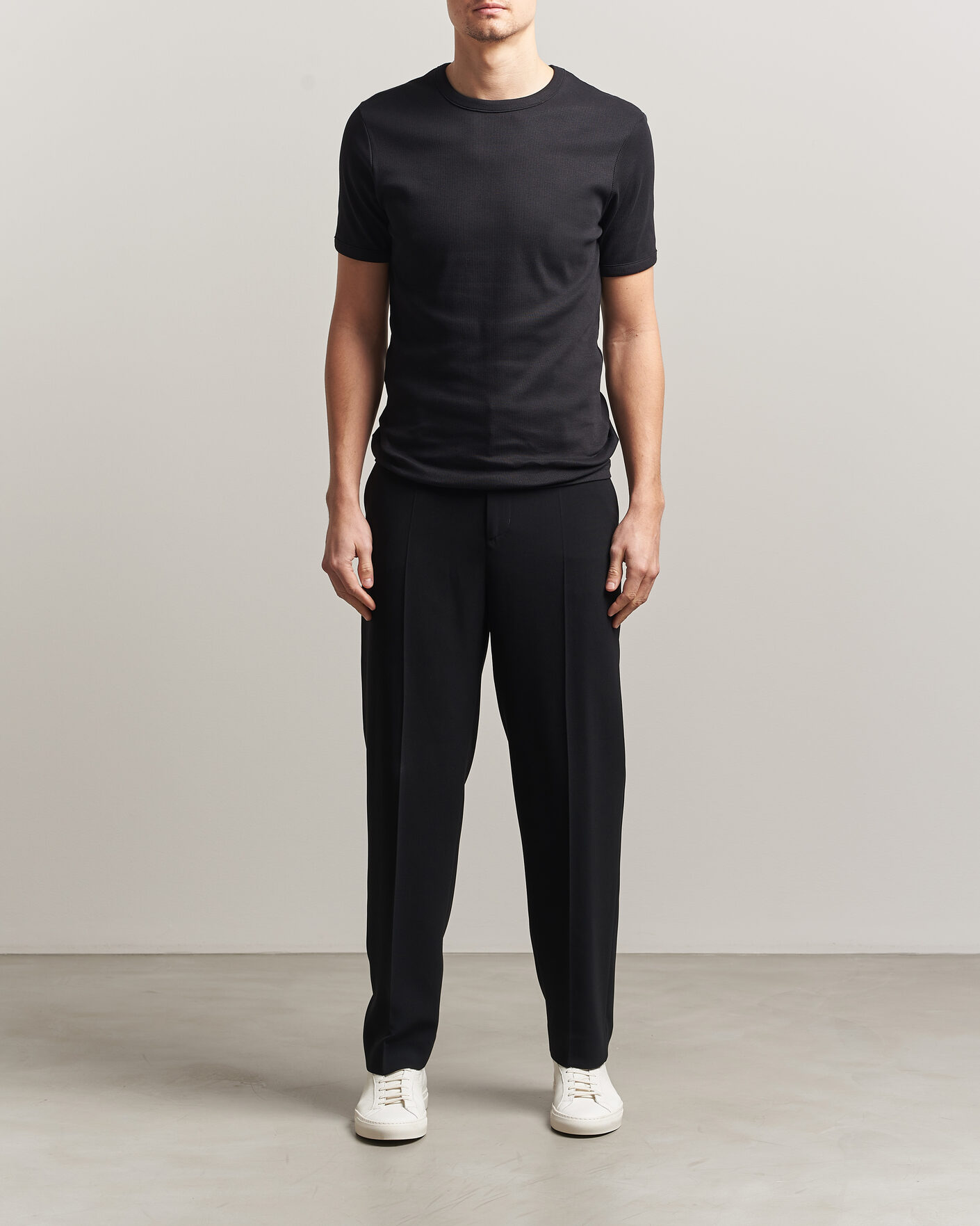 Men | T-Shirts | Bread & Boxers | Ribbed Crew Neck T-Shirt Black