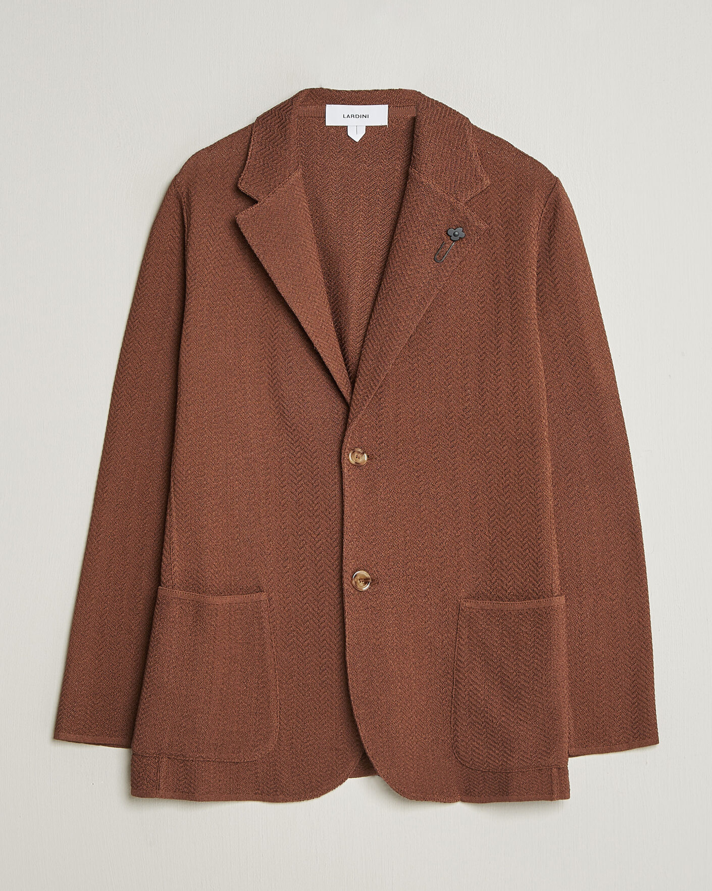 Lardini Structured Cotton/Viscose Knit Jacket Brown at CareOfCarl.com