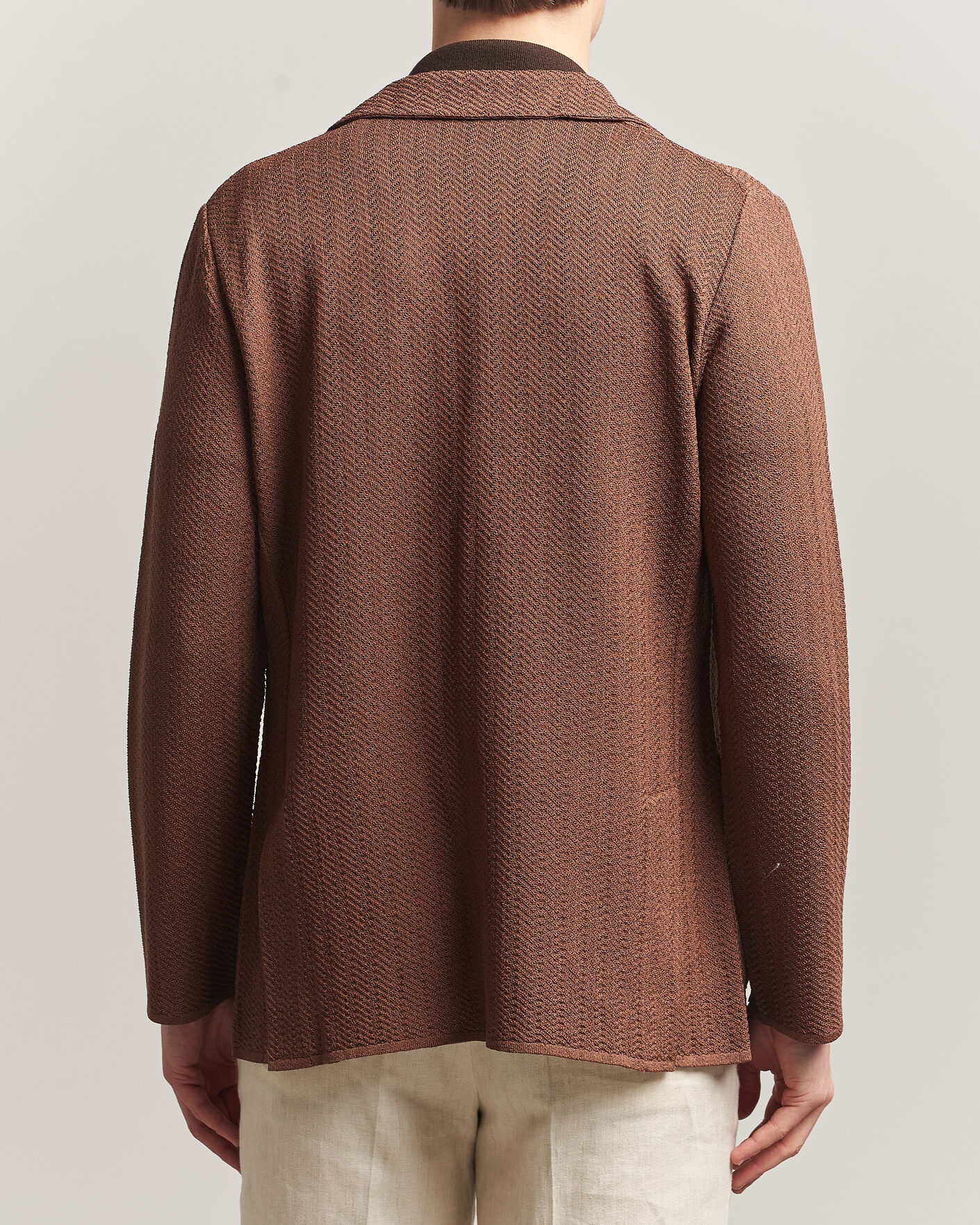 Lardini Structured Cotton/Viscose Knit Jacket Brown at CareOfCarl.com