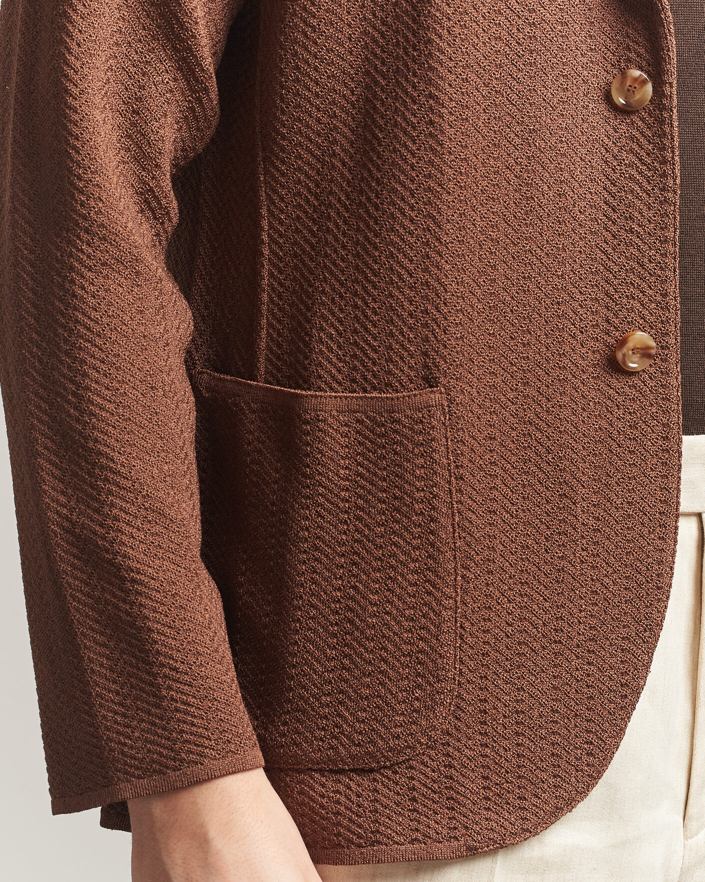 Men | Blazers | Lardini | Structured Cotton/Viscose Knit Jacket Brown